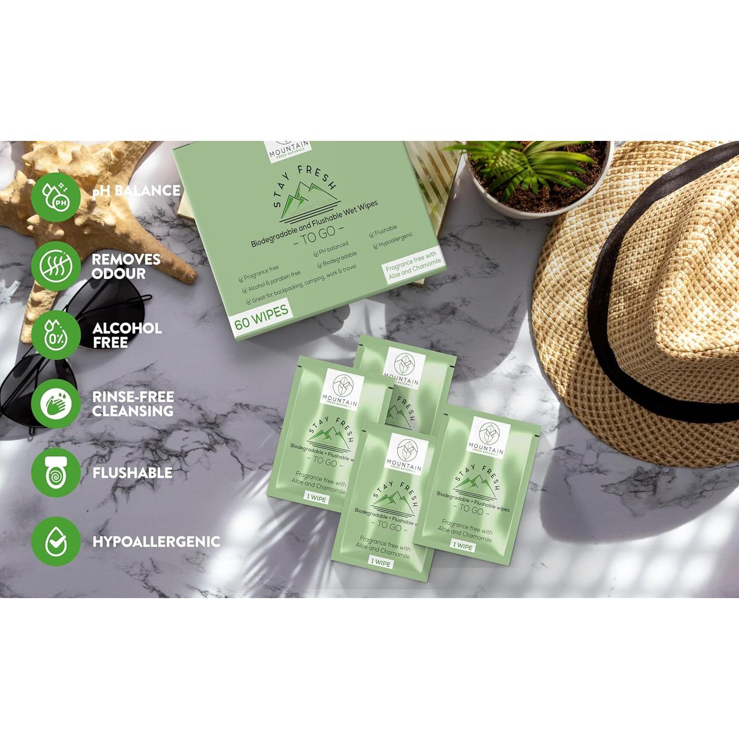 Toallitas Húmedas Desechables Mountain Fresh 60 Unidades Aloe Manzanilla