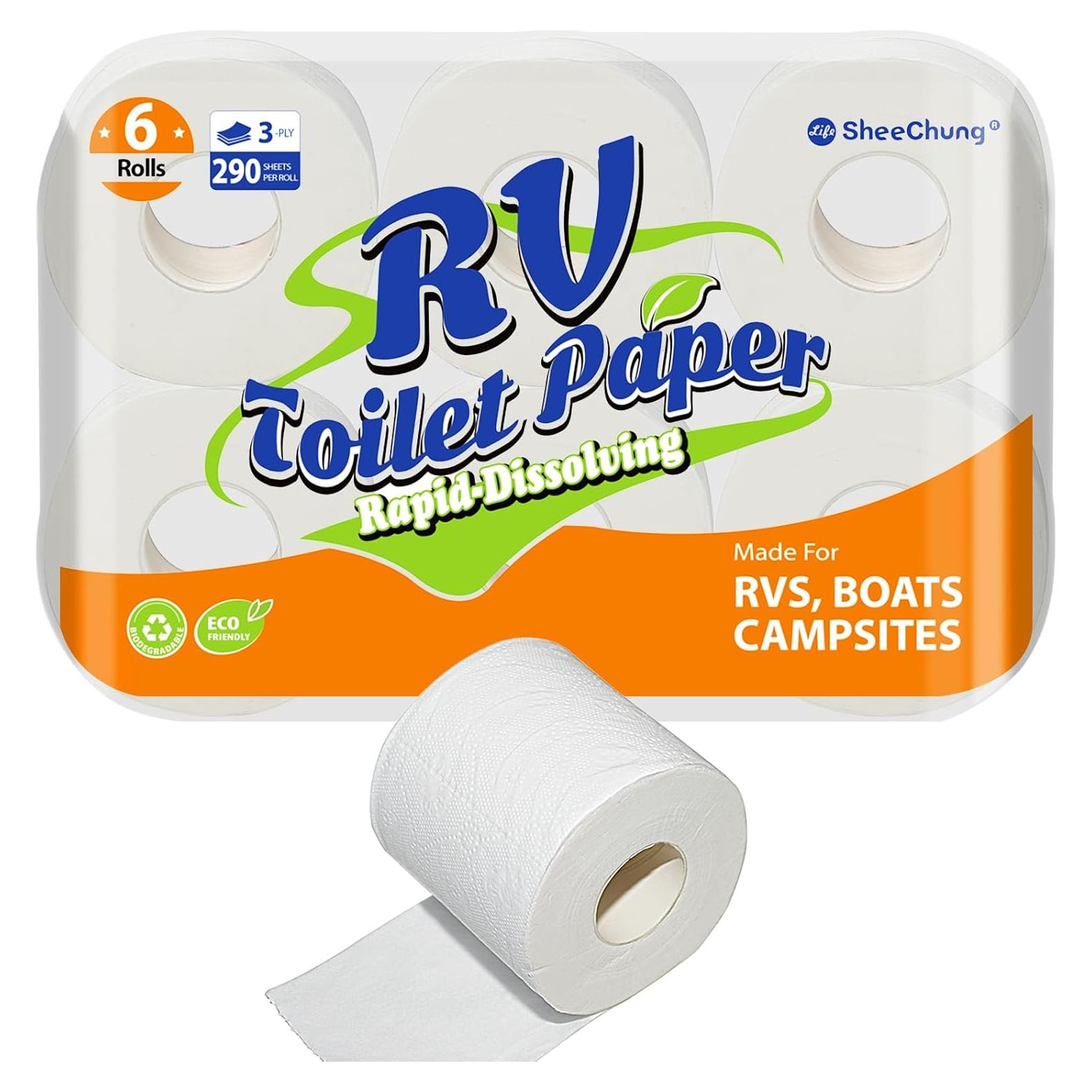 Papel Higiénico Rápido Disolvente SheeChung - 6 Rollos 290 Hojas