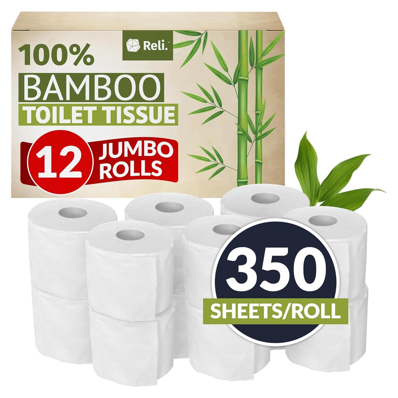 Papel Higiénico de Bambú Reli - 12 Rollos Jumbo 2 Capas