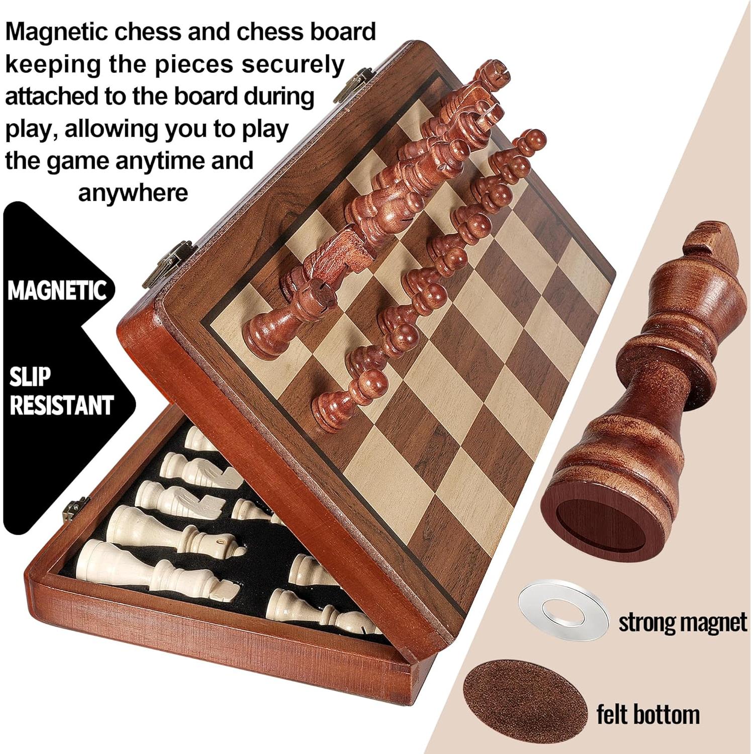 Juego de Ajedrez y Damas Magnético QUMMFA 2 en 1 Plegable