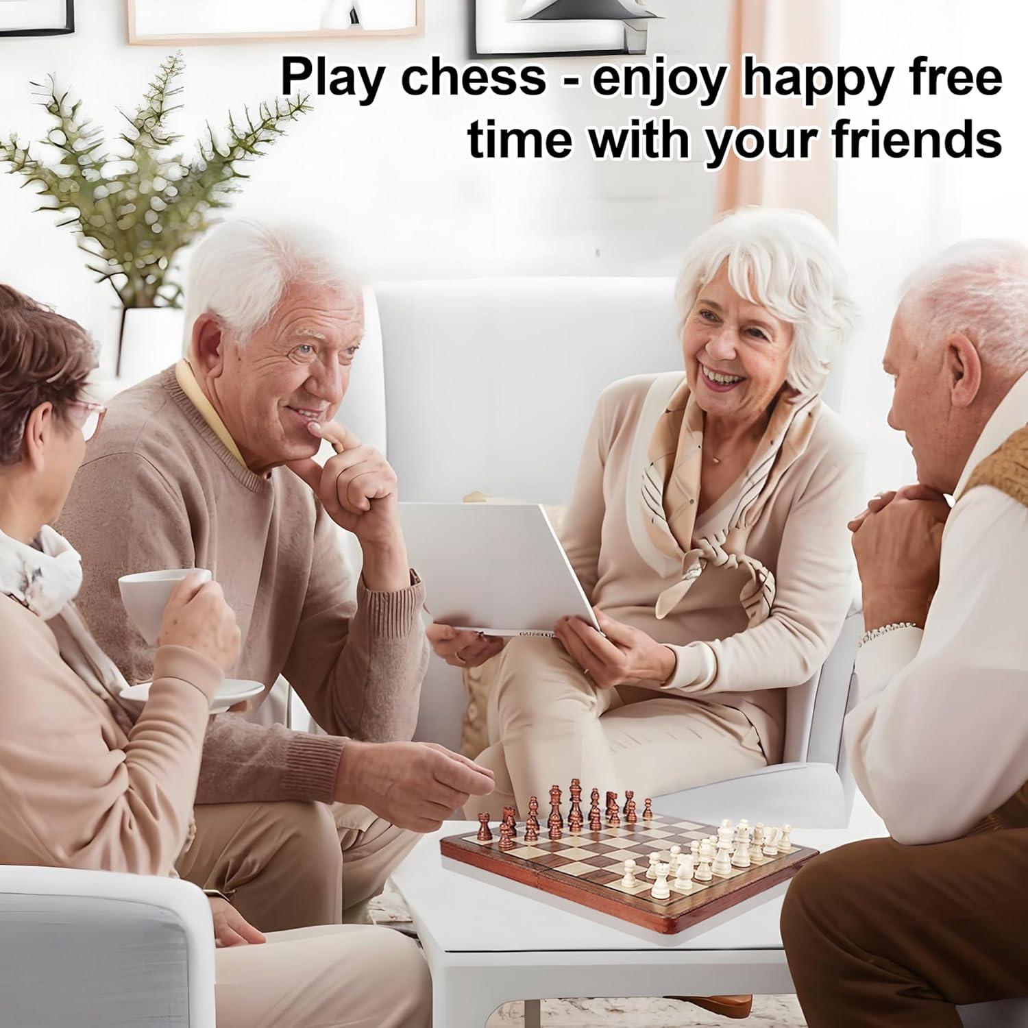 Juego de Ajedrez y Damas Magnético QUMMFA 2 en 1 Plegable