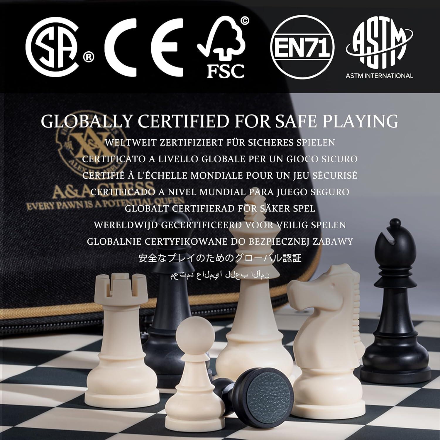 Juego de Ajedrez A&A - Tablero Silicona 38x38cm Piezas Staunton