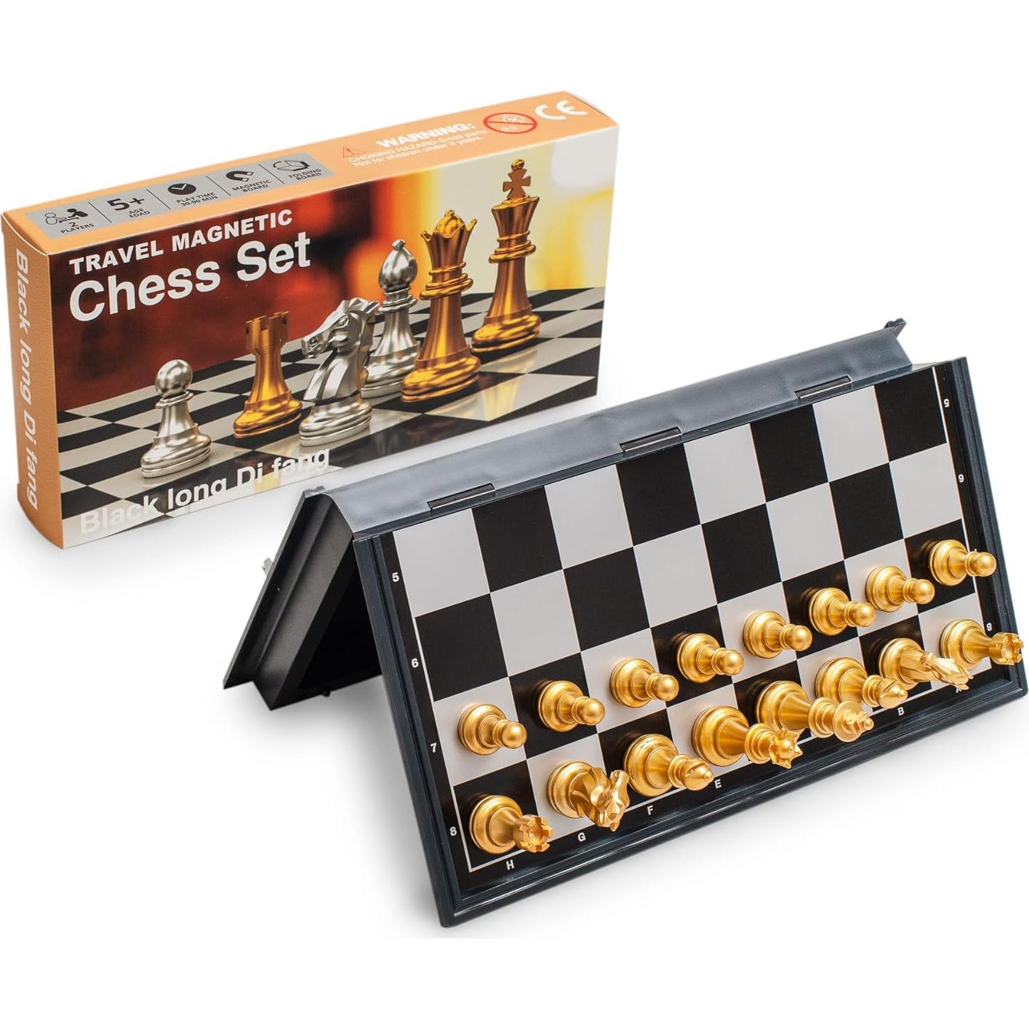 Juego de Ajedrez Magnético Plegable de Viaje 25 cm - Black long Di fang