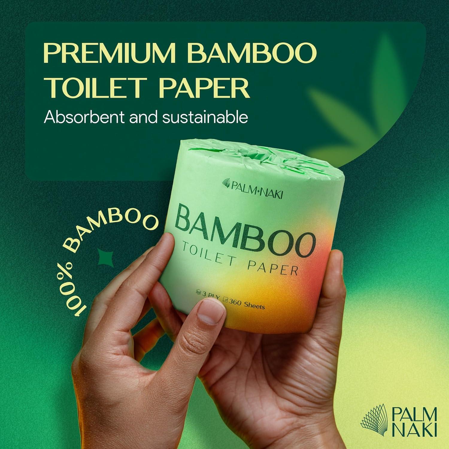 Papel Higiénico de Bambú Palm Naki 3 Capas 24 Rollos 360 Hojas