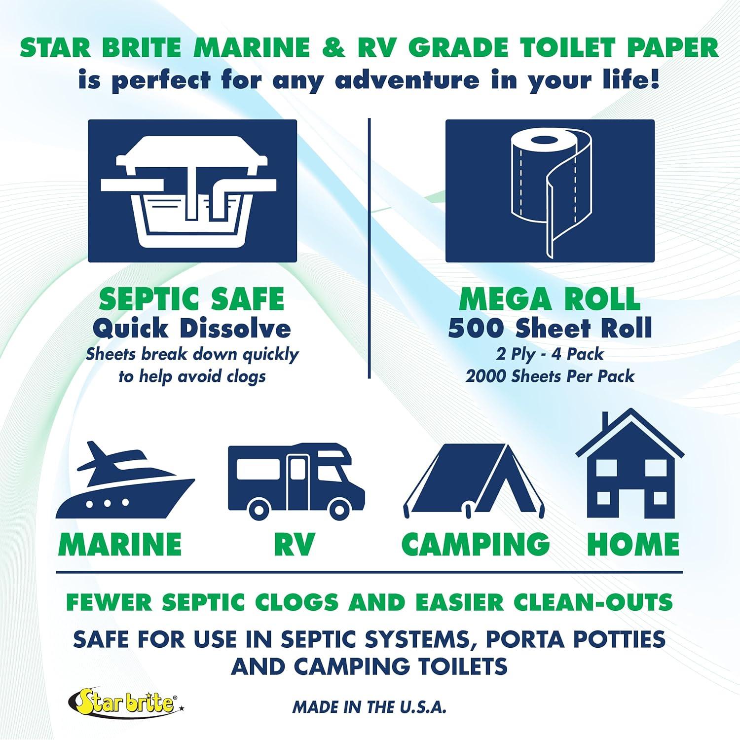 Papel Higiénico STAR BRITE Grado Marino 4 Rollos 500 Hojas