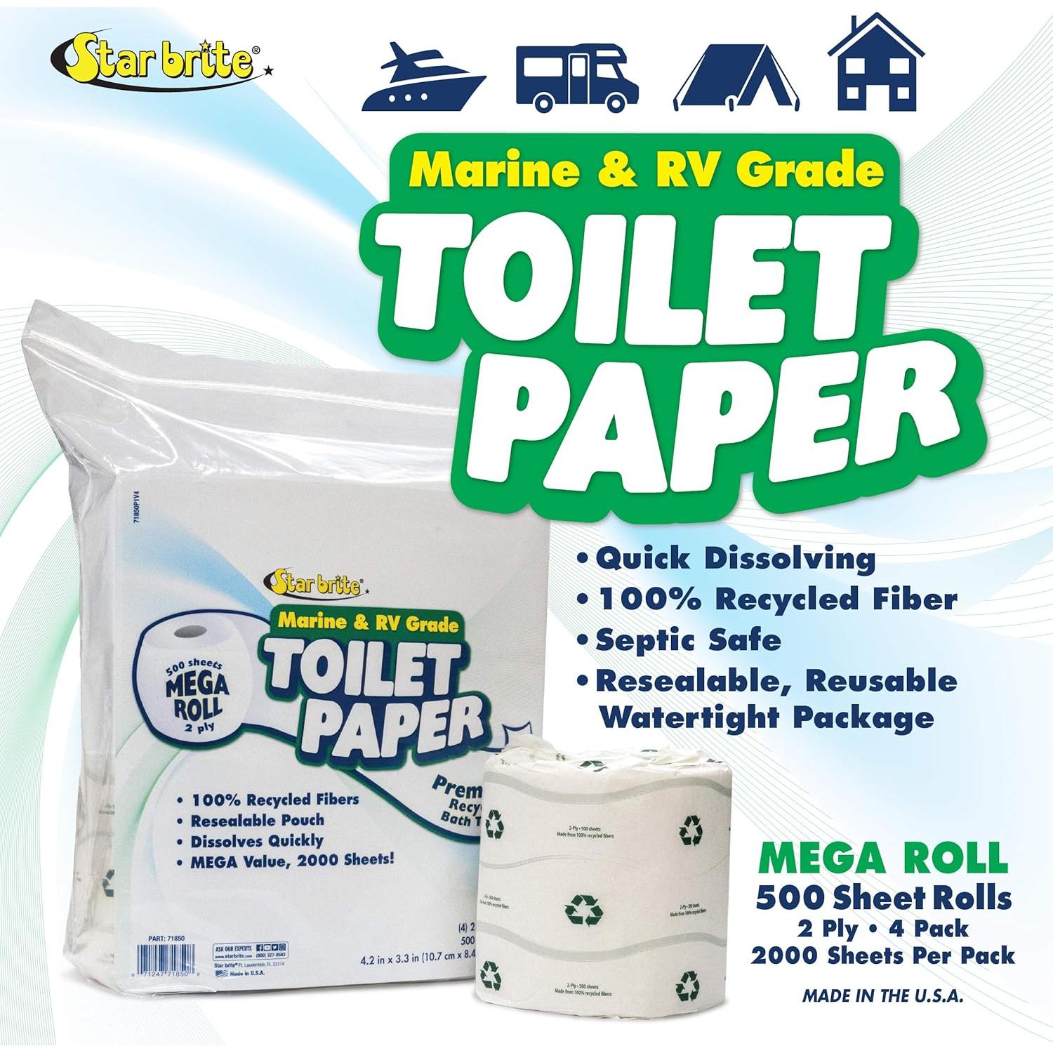 Papel Higiénico STAR BRITE Grado Marino 4 Rollos 500 Hojas