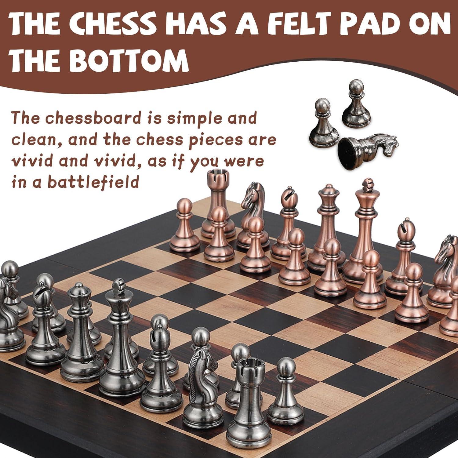 Juego de Ajedrez de Madera Plegable Agirlgle 38x19cm con Piezas de Metal