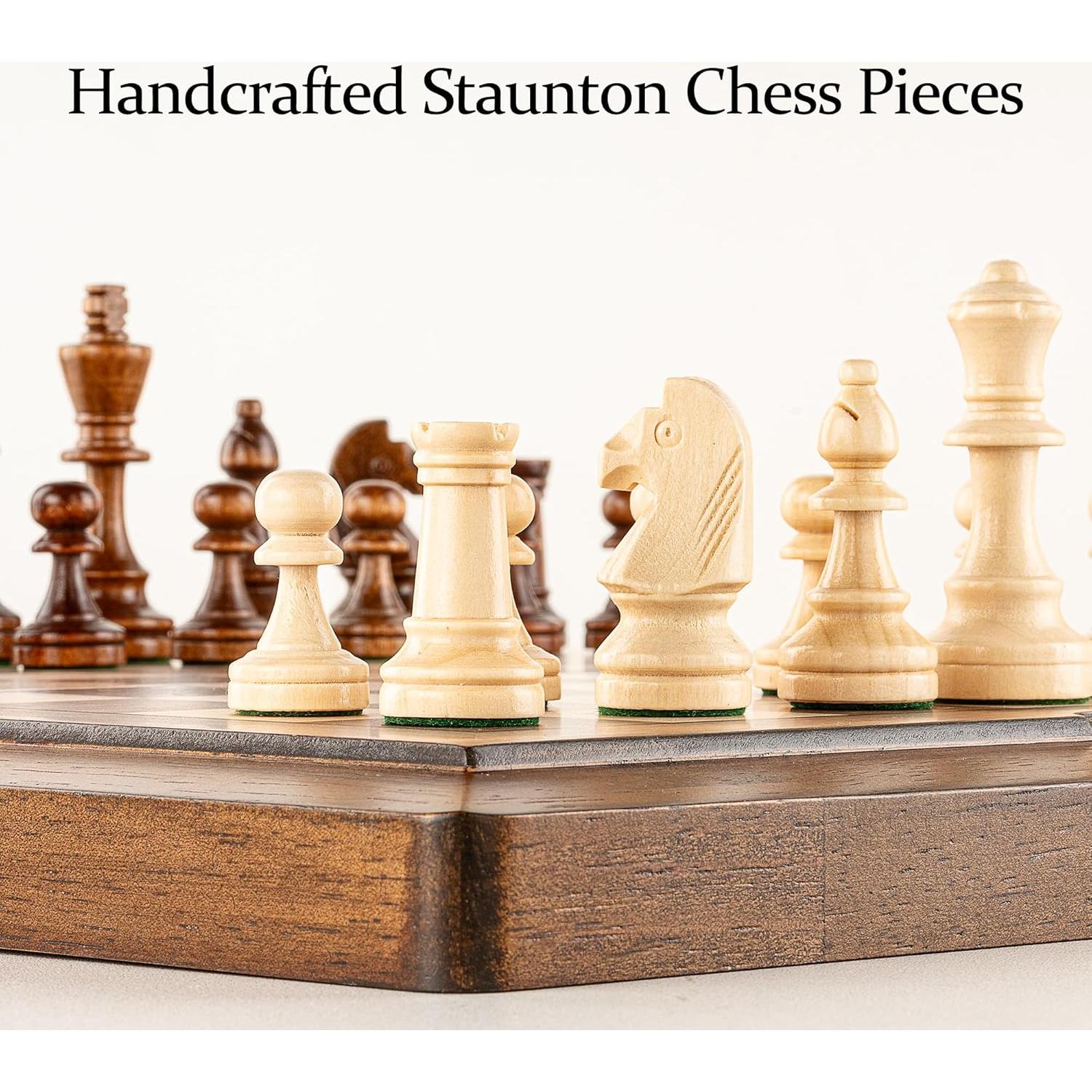 Juego de Ajedrez 3-en-1 Lingle de Madera Plegable 39x39 cm