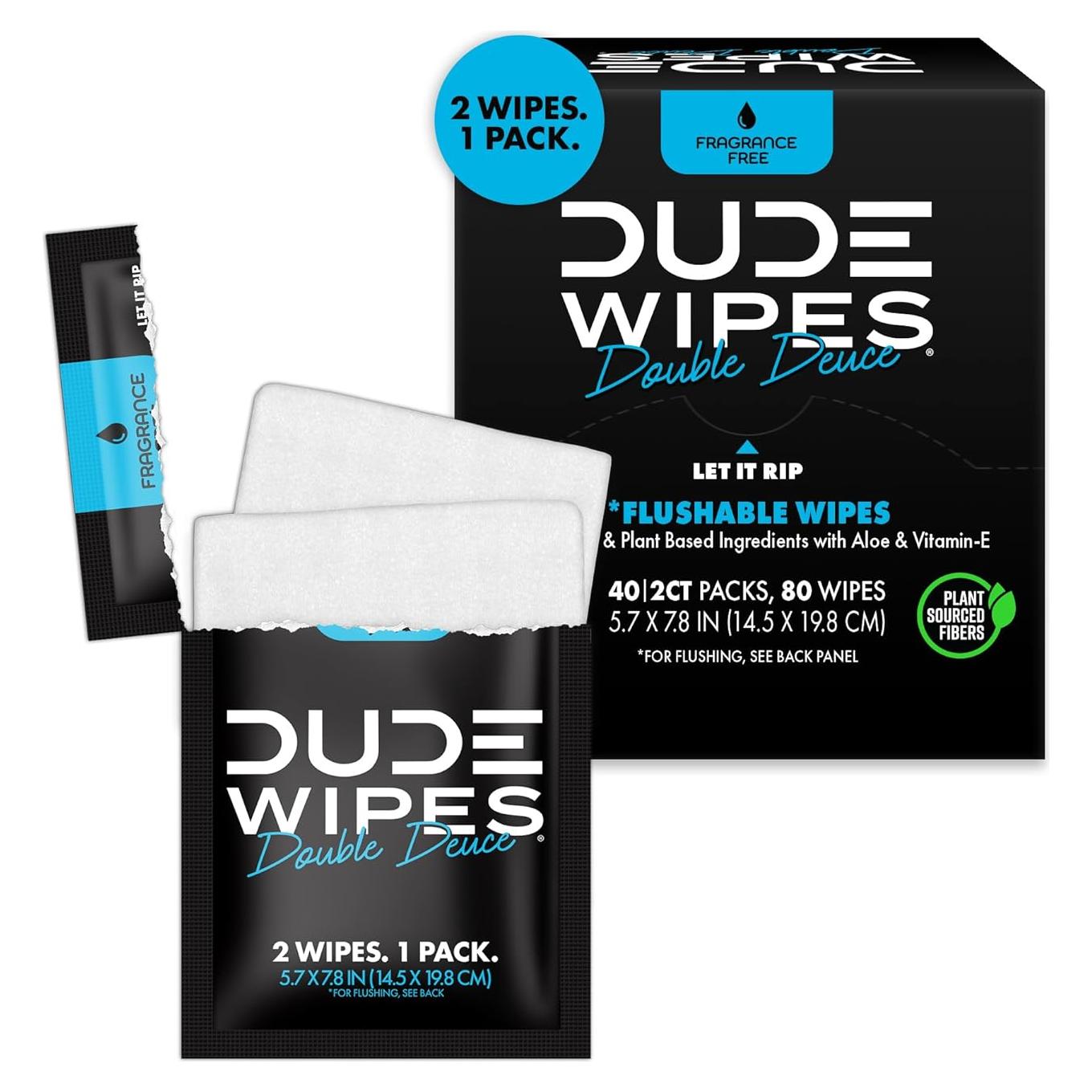 Toallitas Desechables DUDE Wipes - 80 Unidades Sin Fragancia
