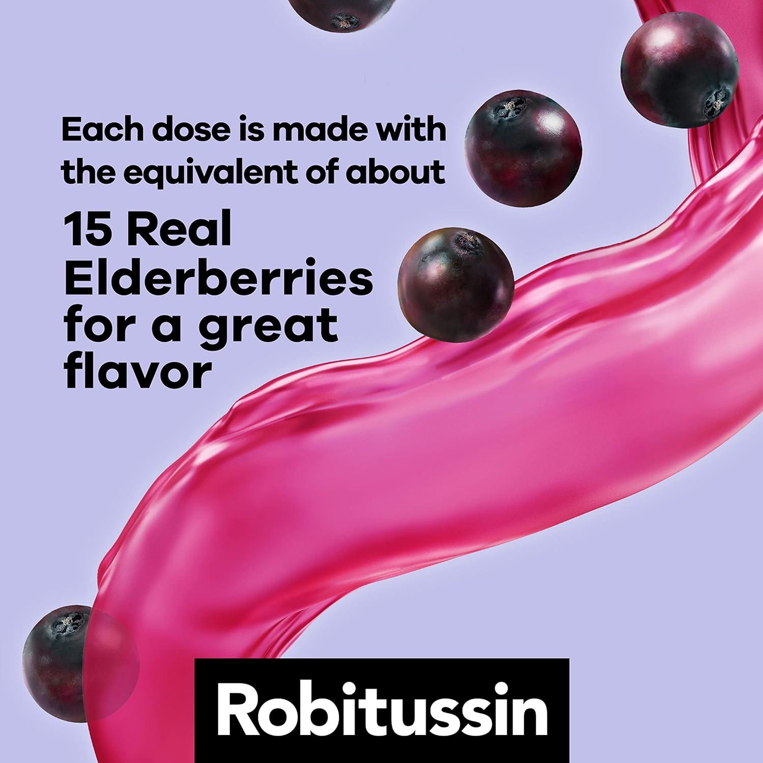 Robitussin Maximum Strength Elderberry Cough Plus Chest Congestion DM, Cough Suppressant for Adults, Providing Non Drowsy Liquid Cough and Chest Congestion Relief - 2x8 Fl Oz