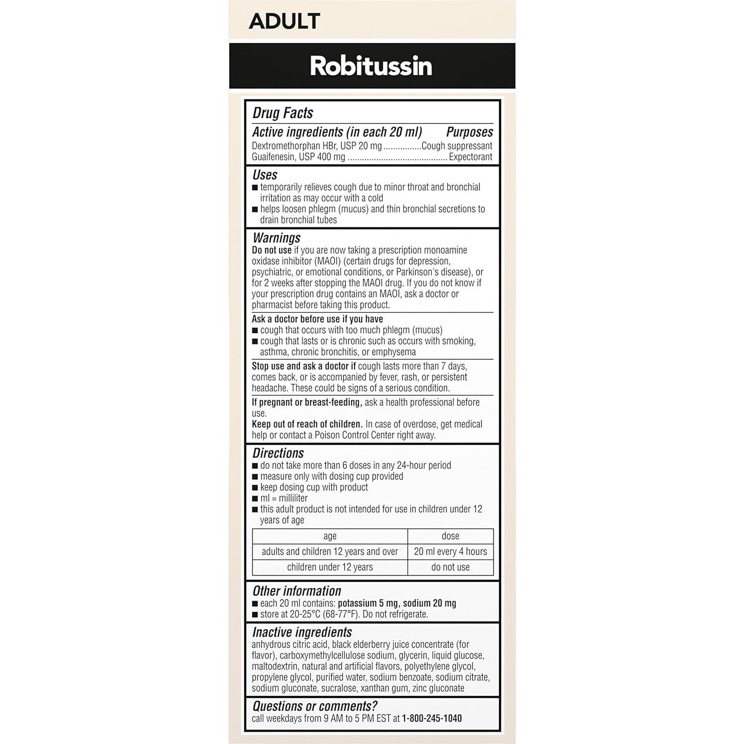 Robitussin Maximum Strength Elderberry Cough Plus Chest Congestion DM, Cough Suppressant for Adults, Providing Non Drowsy Liquid Cough and Chest Congestion Relief - 2x8 Fl Oz