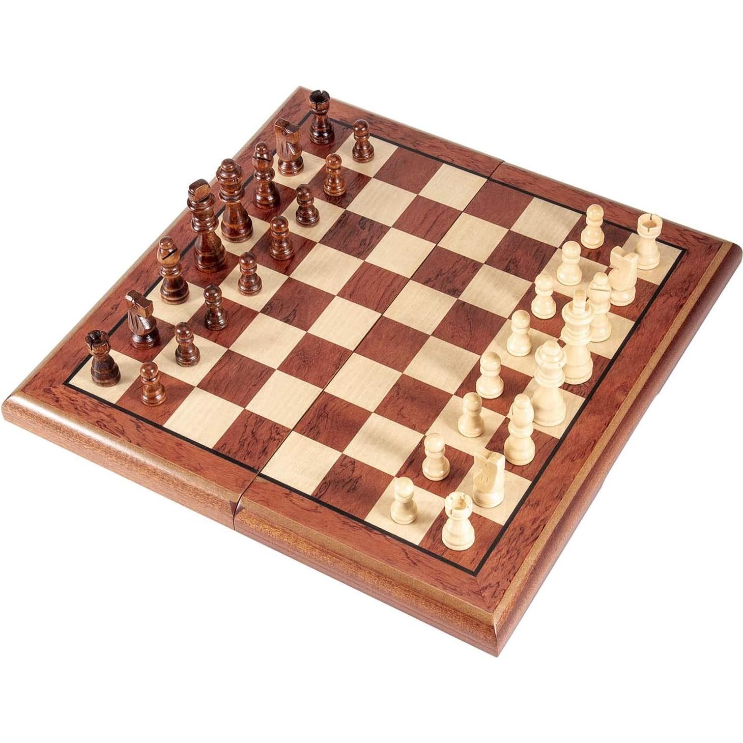 Juego de Ajedrez Magnético de Madera AMEROUS 38.1 cm Plegable