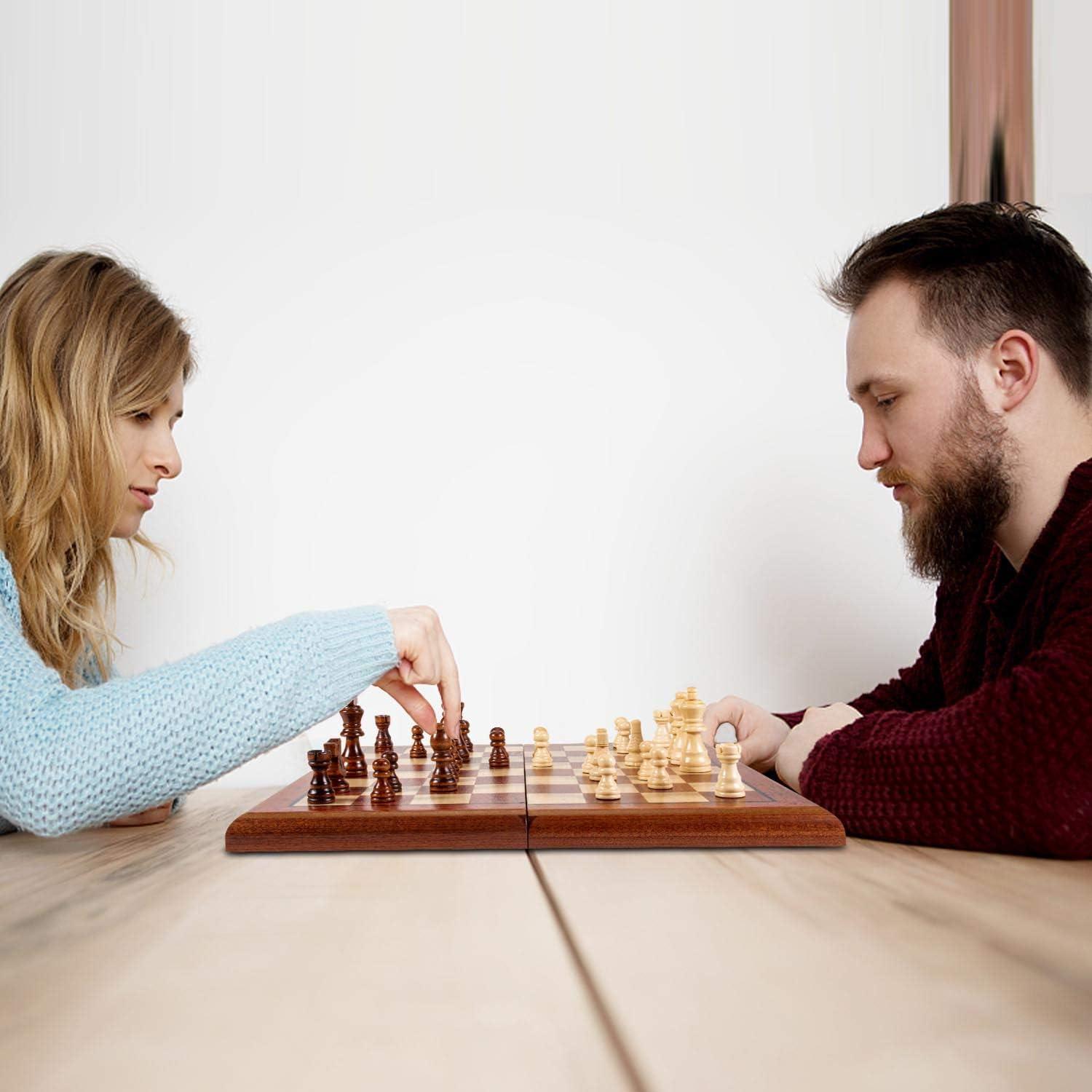 Juego de Ajedrez Magnético de Madera AMEROUS 38.1 cm Plegable