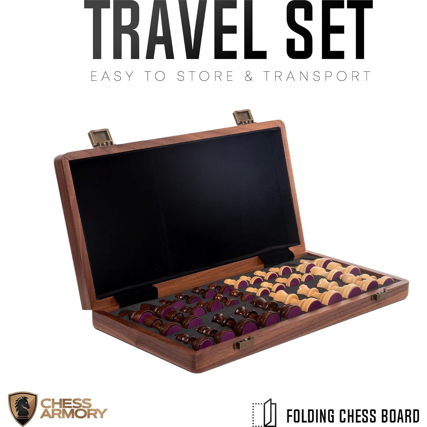 Juego de Ajedrez Magnético 38x38cm Chess Armory - Madera de Nogal