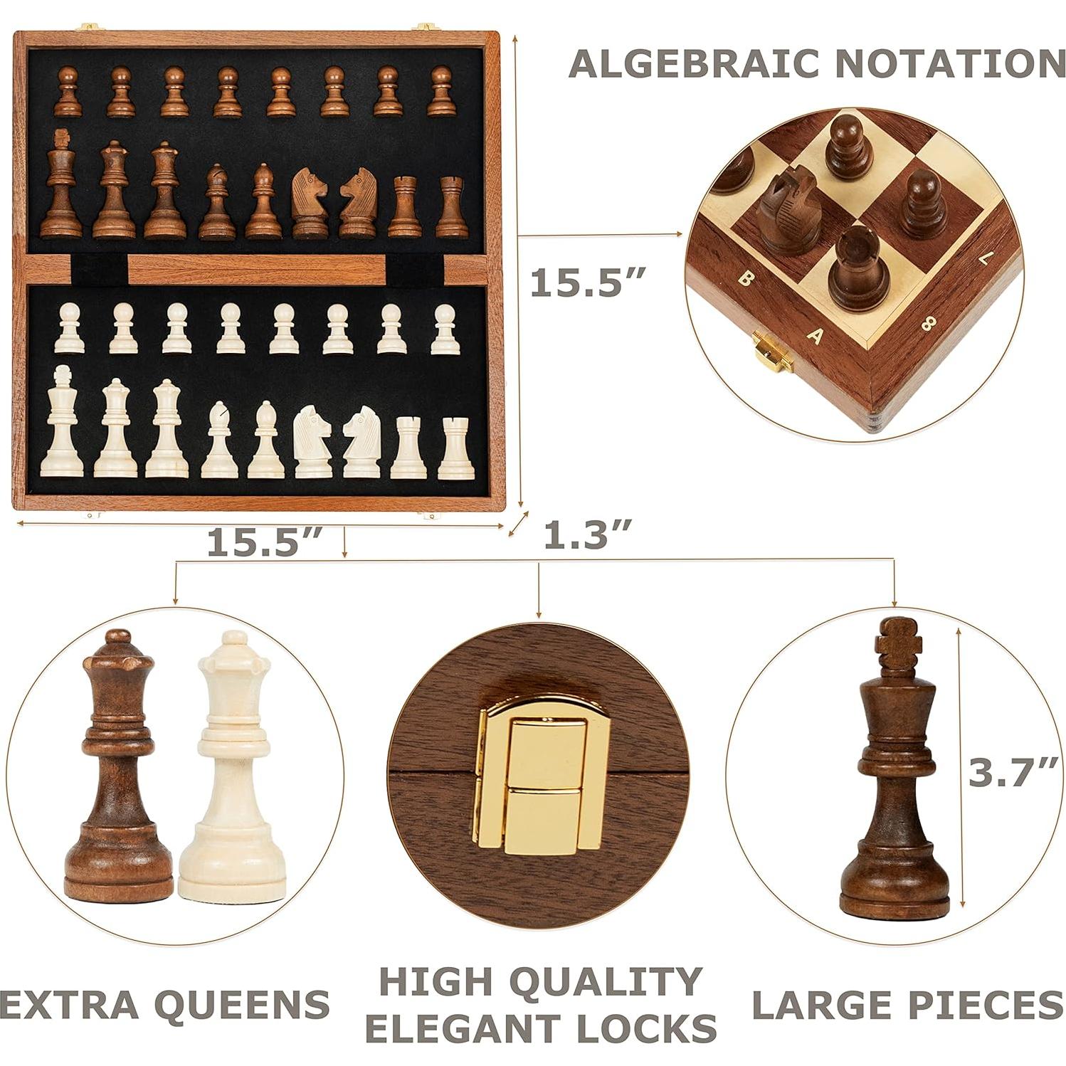 Juego de Ajedrez Magnético de Madera Staunton 39.37 cm