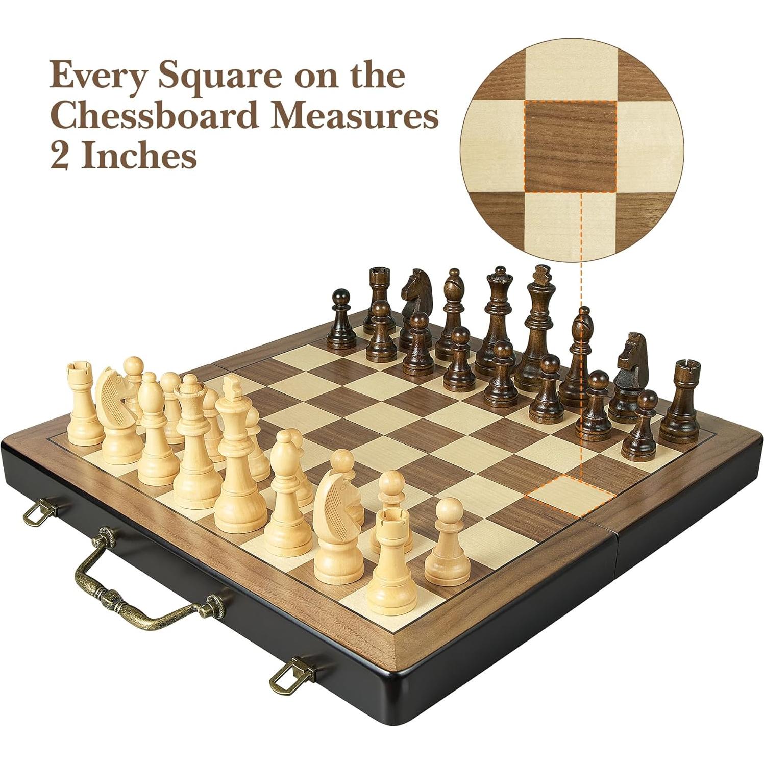 Juego de Ajedrez de Madera ELONGDI 46.99 cm Plegable con Asa