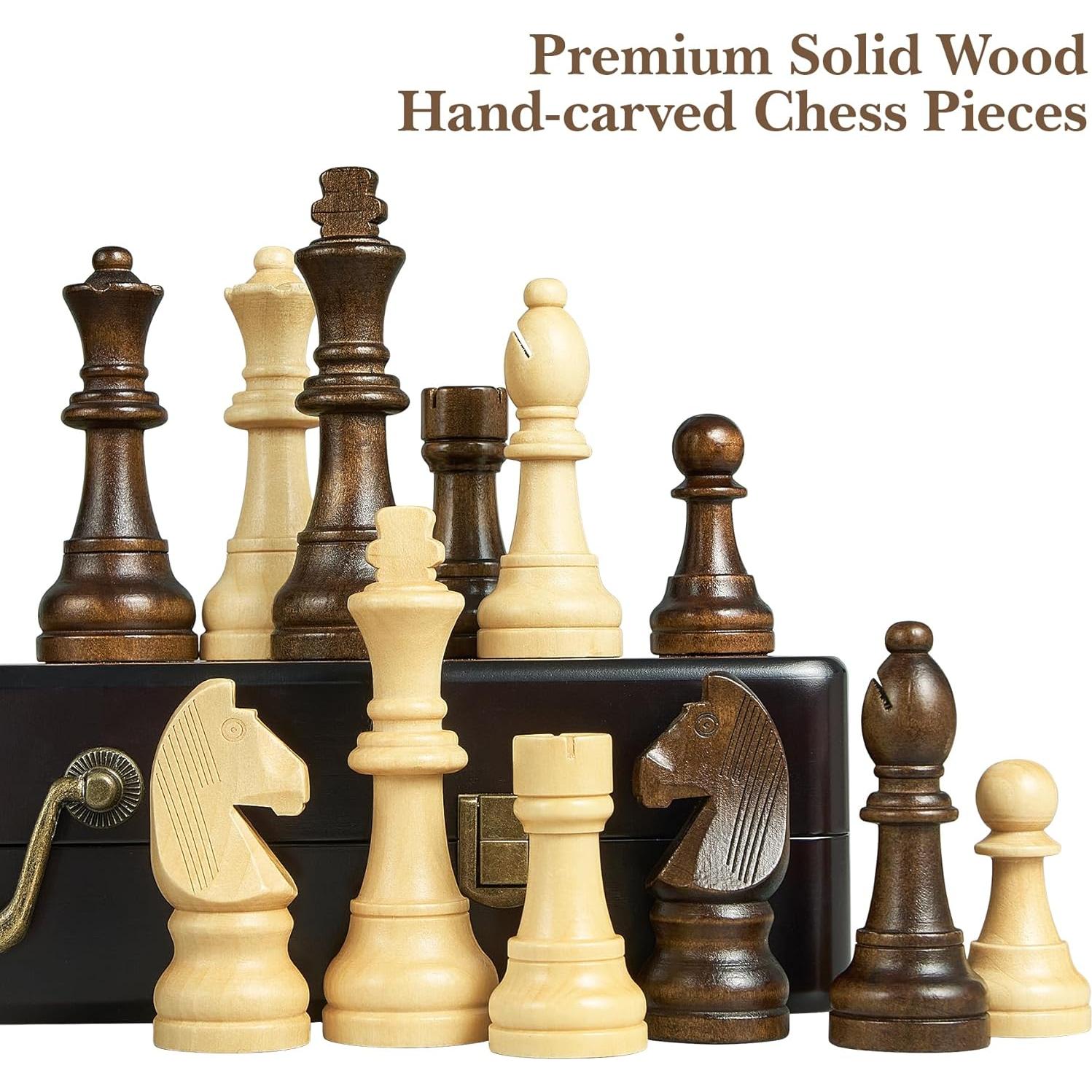 Juego de Ajedrez de Madera ELONGDI 46.99 cm Plegable con Asa