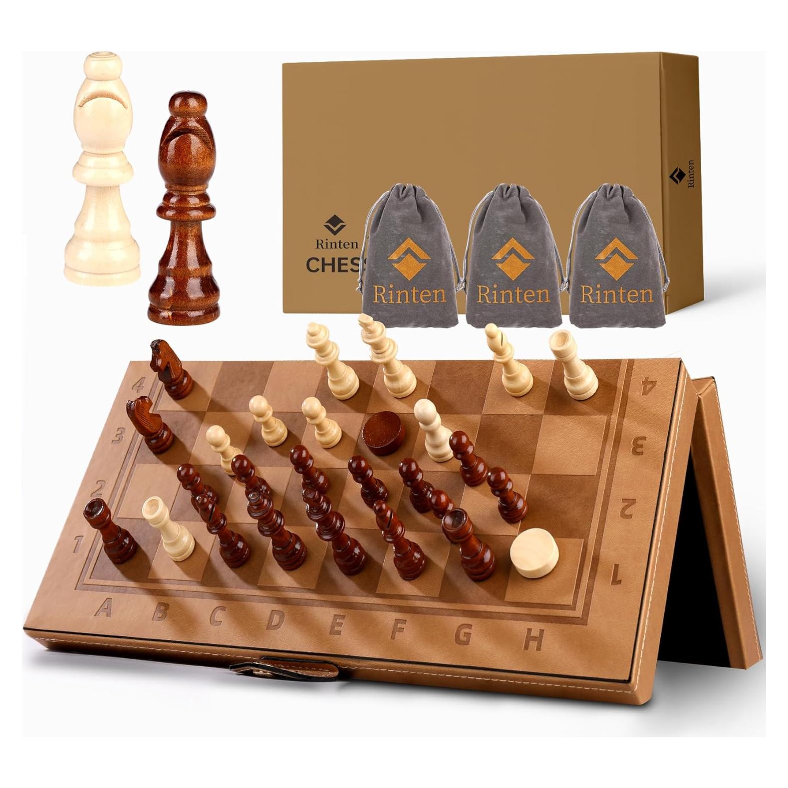 Juego de Ajedrez y Damas Magnético 2 en 1 Rinten 30 cm