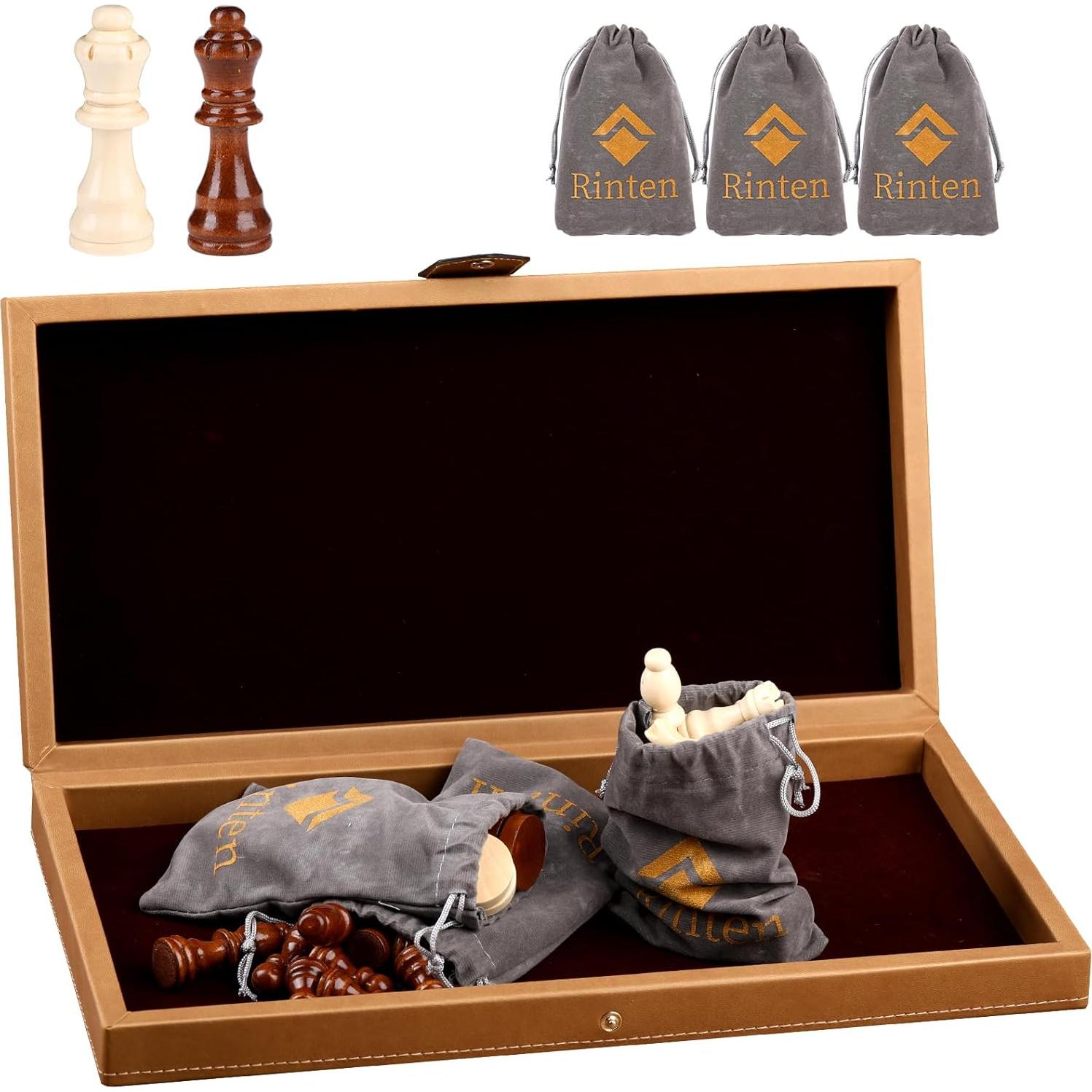 Juego de Ajedrez y Damas Magnético 2 en 1 Rinten 30 cm