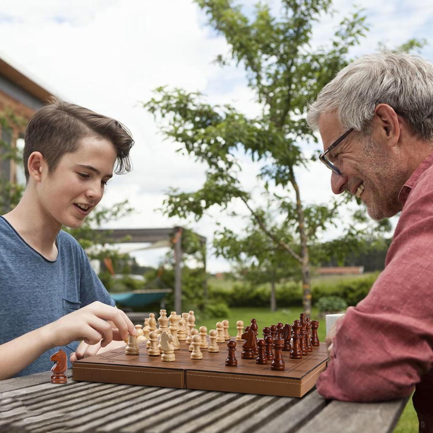 Juego de Ajedrez y Damas Magnético 2 en 1 Rinten 30 cm