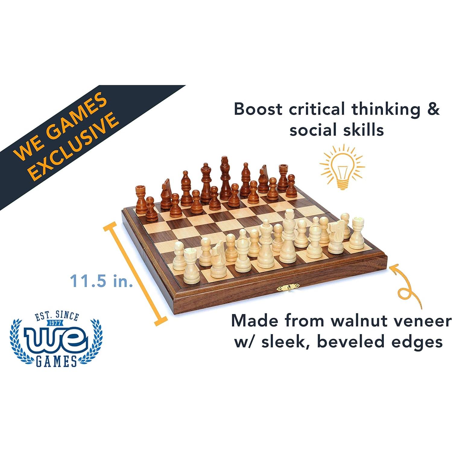 Juego de Ajedrez Plegable WE Games 27.94 cm Madera Staunton