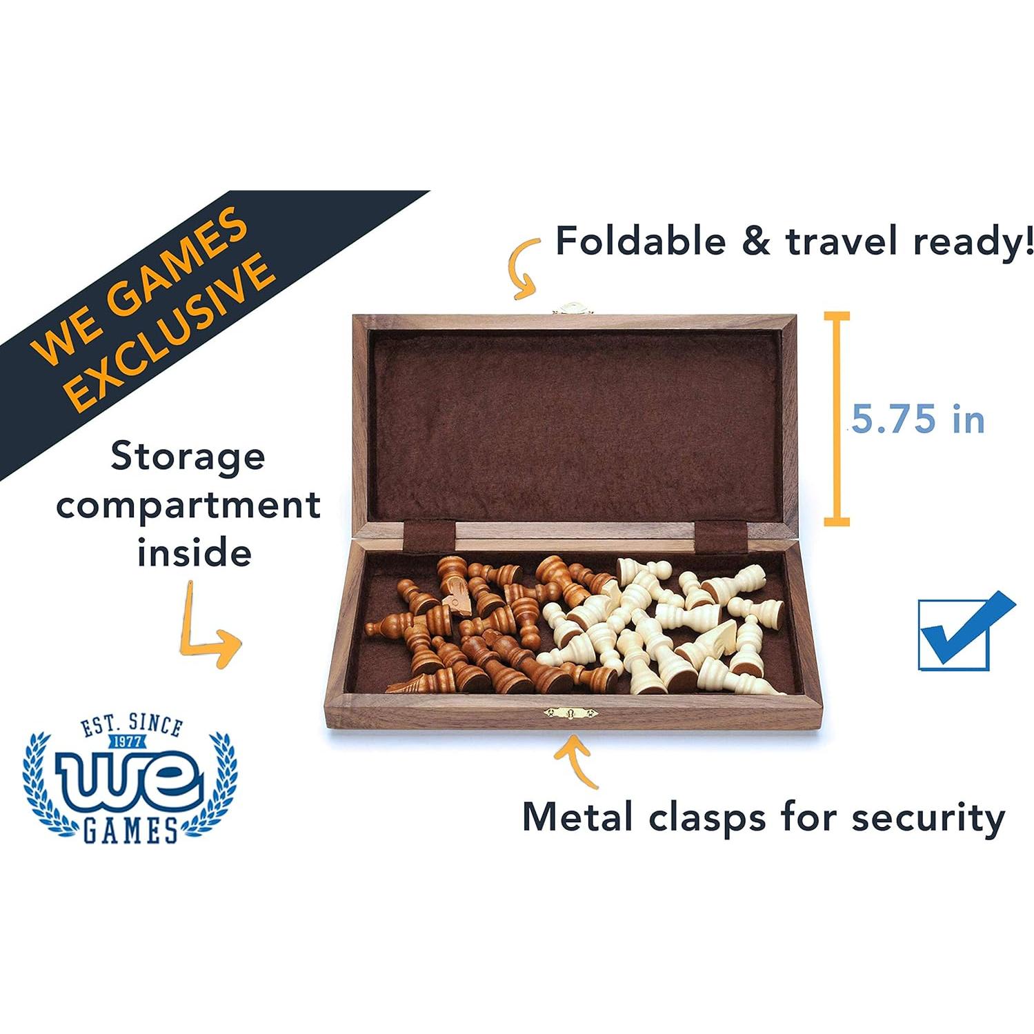 Juego de Ajedrez Plegable WE Games 27.94 cm Madera Staunton