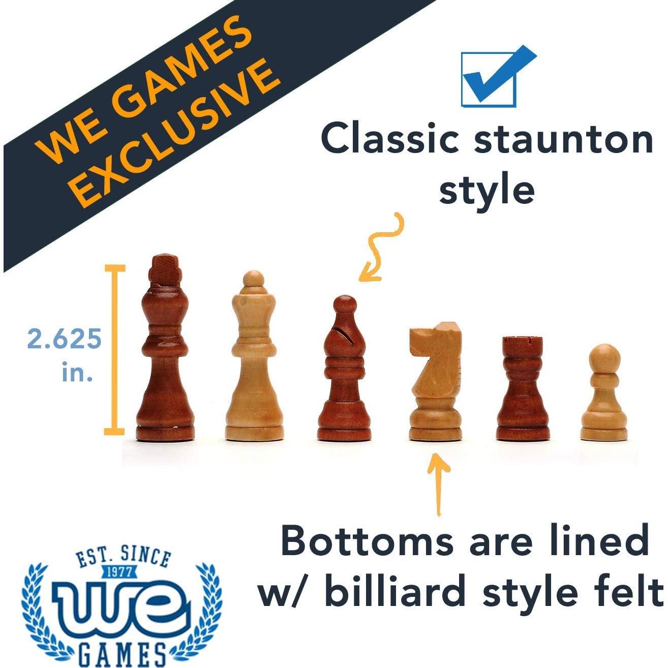 Juego de Ajedrez Plegable WE Games 27.94 cm Madera Staunton