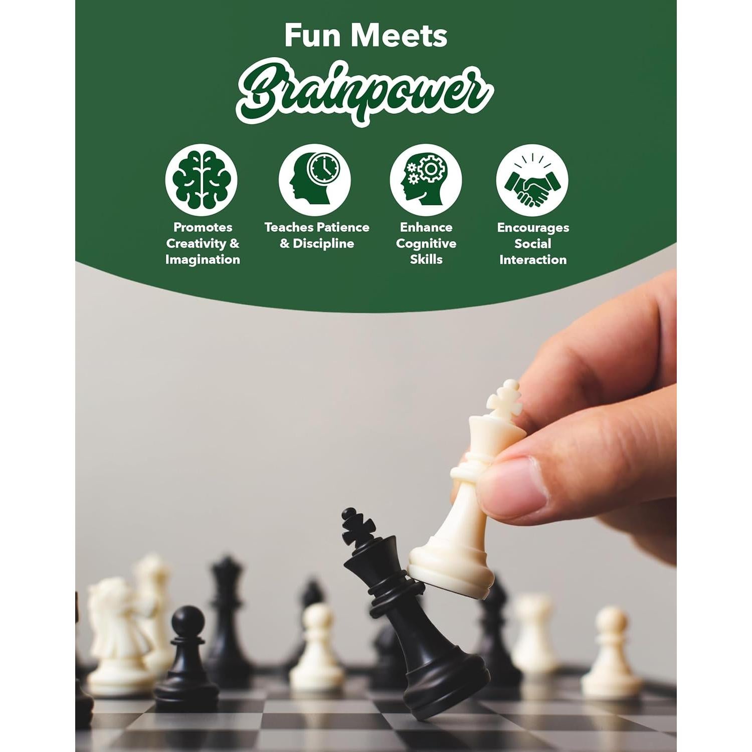 Juego de Ajedrez WE Games Torneo 34 Piezas con Tablero Plegable