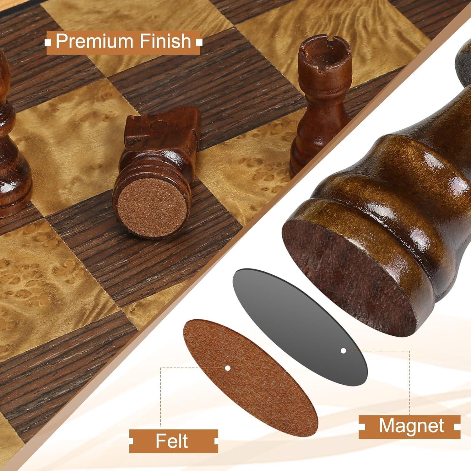 Juego de Ajedrez Magnético de Madera Cymy 38.9x38.9cm Plegable