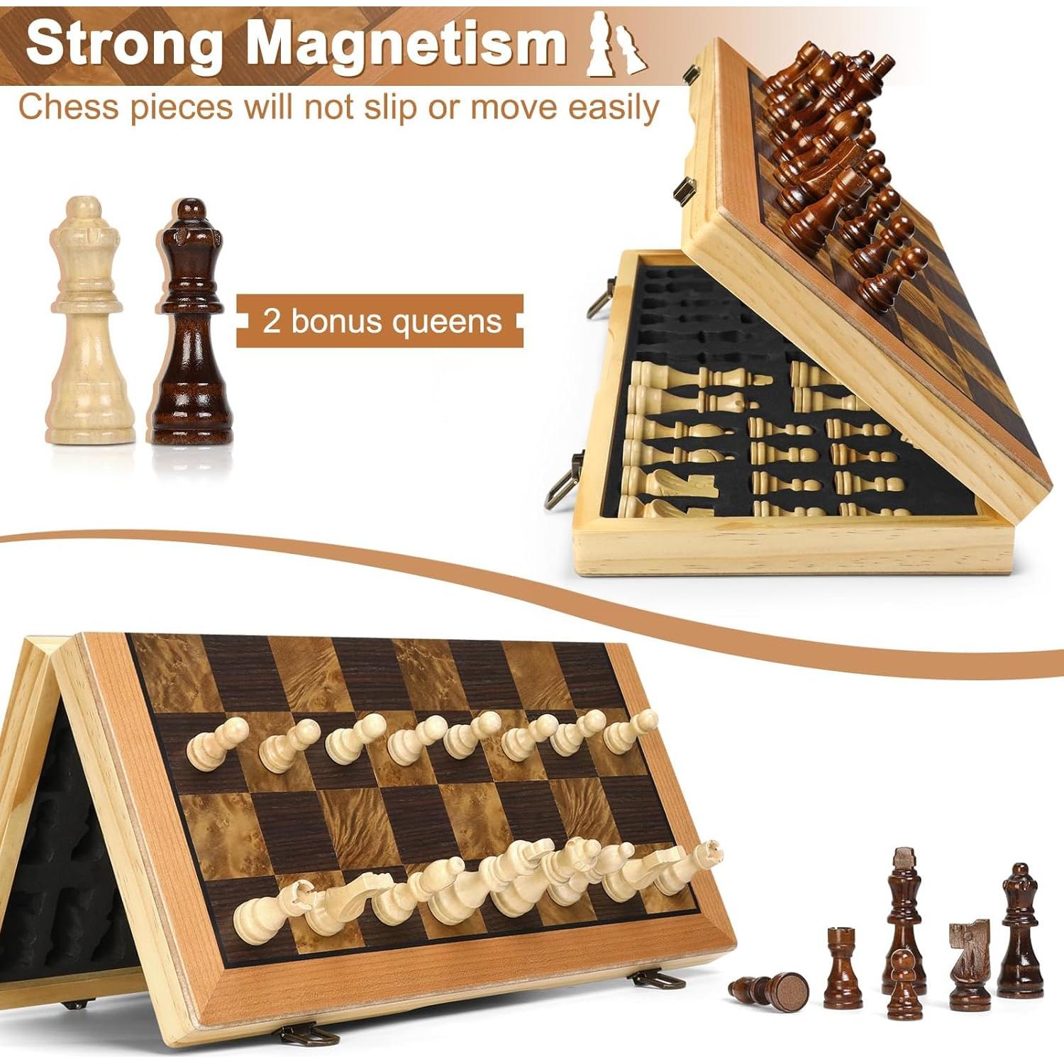 Juego de Ajedrez Magnético de Madera Cymy 38.9x38.9cm Plegable