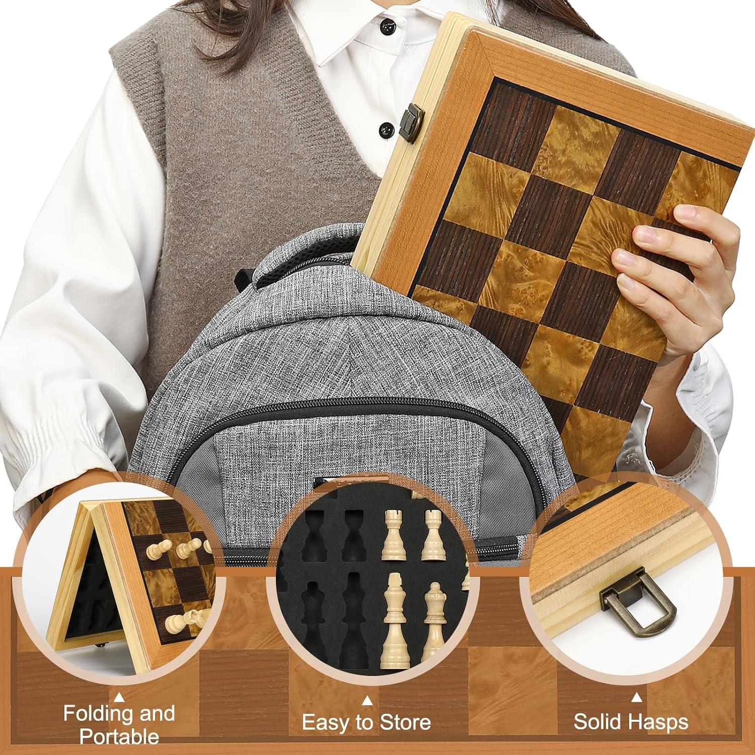 Juego de Ajedrez Magnético de Madera Cymy 38.9x38.9cm Plegable