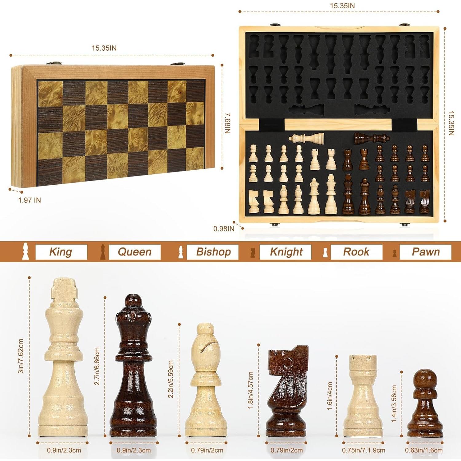 Juego de Ajedrez Magnético de Madera Cymy 38.9x38.9cm Plegable