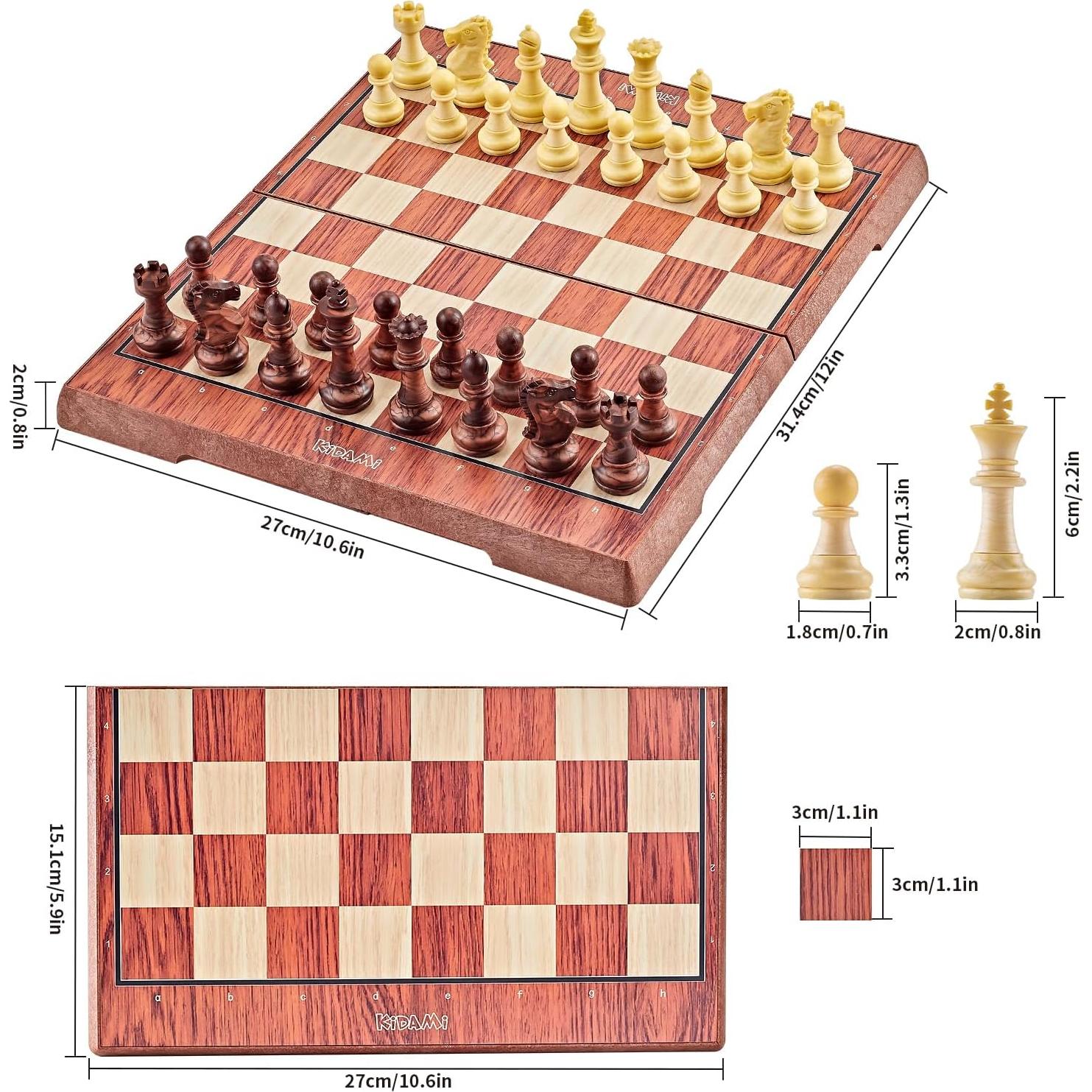Juego de Ajedrez Magnético de Viaje Kidami 30.48 cm Plegable