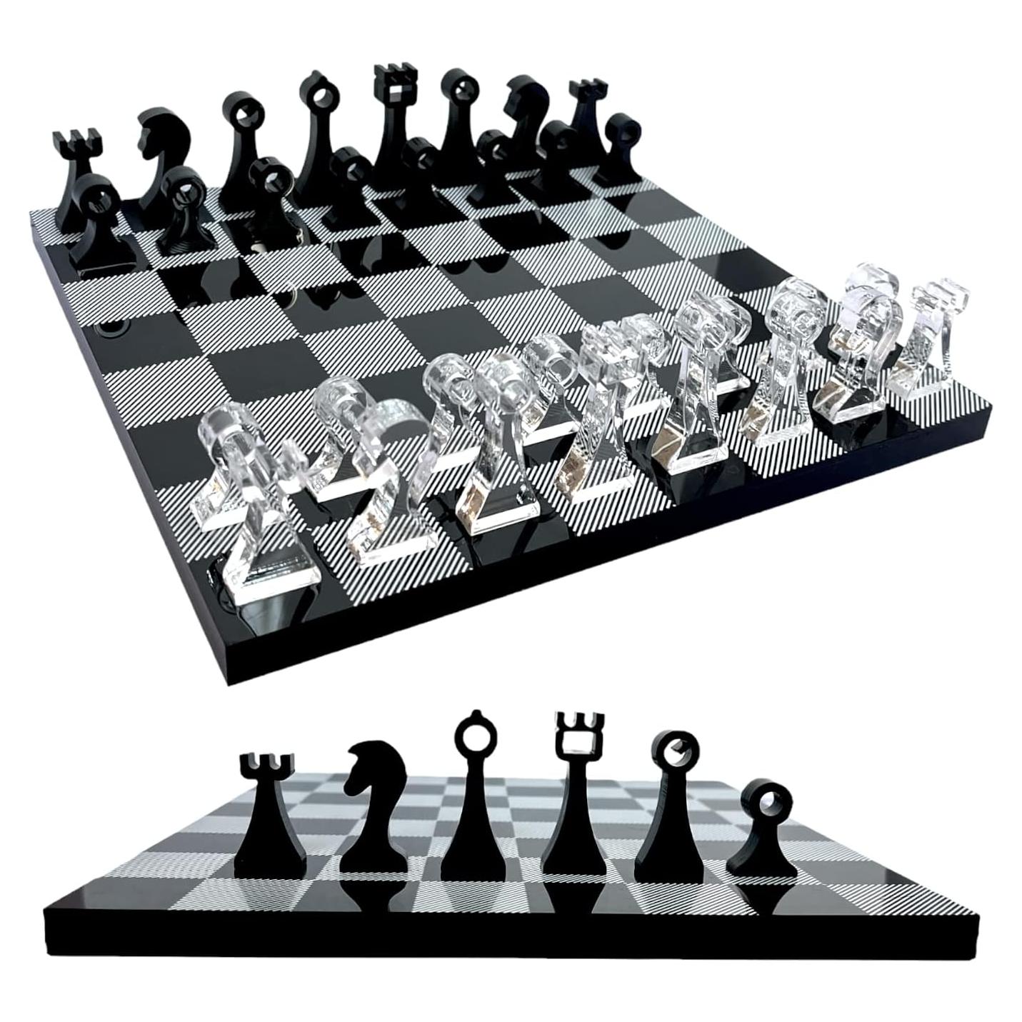 Juego de Ajedrez Portátil Lucite 10" (25.4 cm) con Almacenamiento