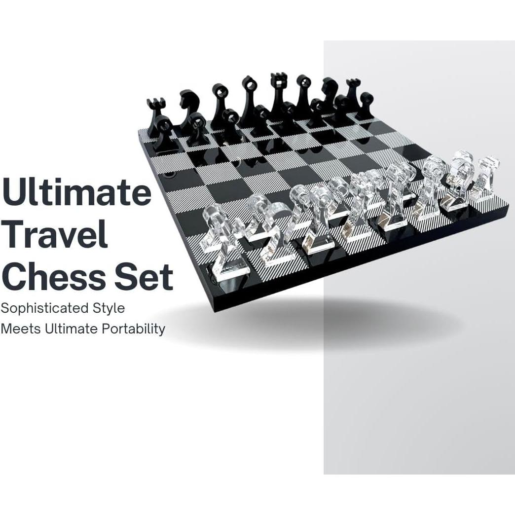 Juego de Ajedrez Portátil Lucite 10" (25.4 cm) con Almacenamiento