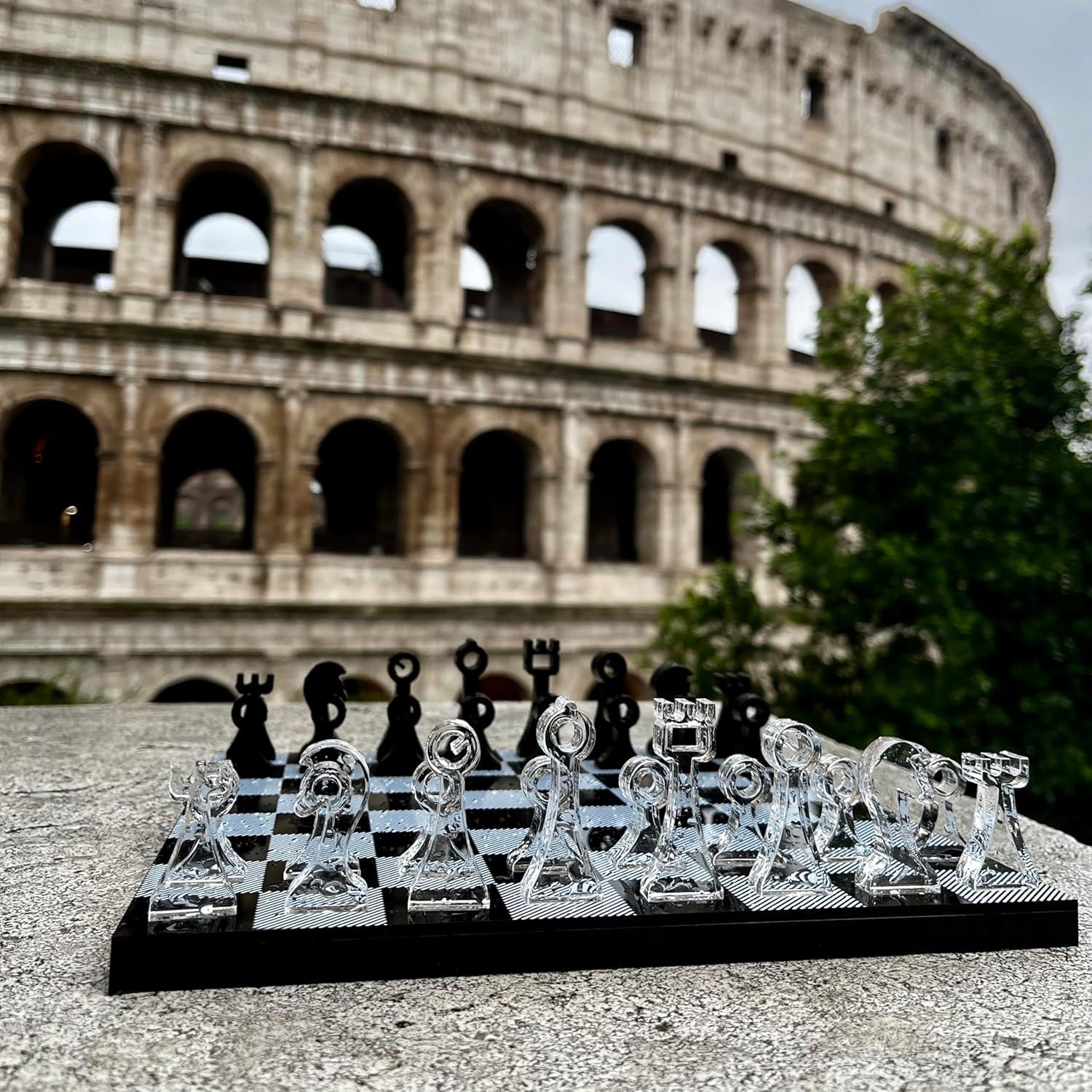 Juego de Ajedrez Portátil Lucite 10" (25.4 cm) con Almacenamiento