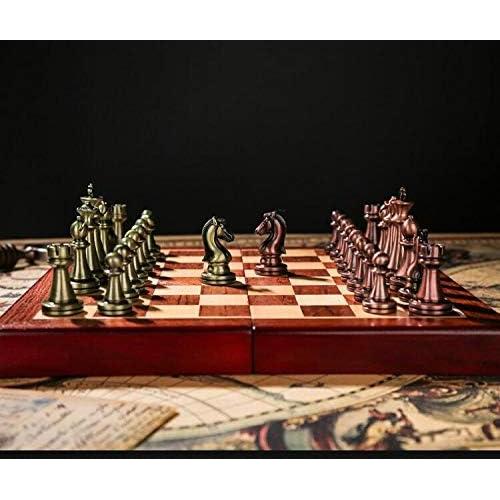 Juego de Ajedrez Retro Agirlgle de Metal y Madera Plegable