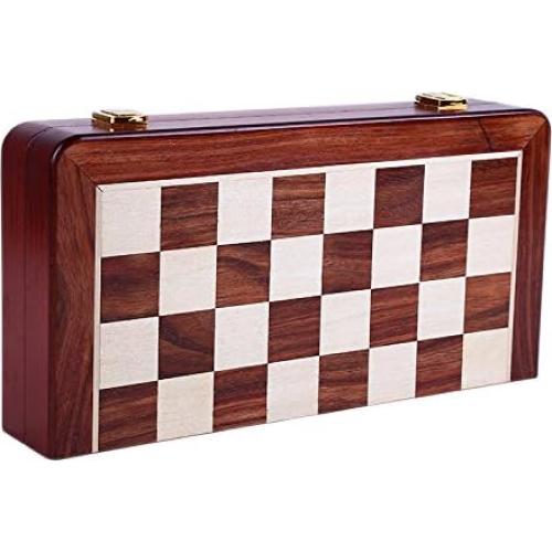 Juego de Ajedrez Retro Agirlgle de Metal y Madera Plegable