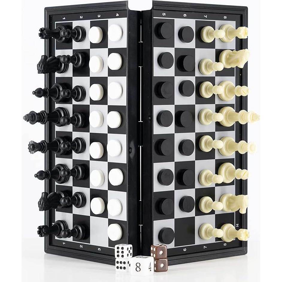 Juego de Ajedrez Magnético 3 en 1 WEofferwhatYOUwant - Set de Viaje 25.4 cm