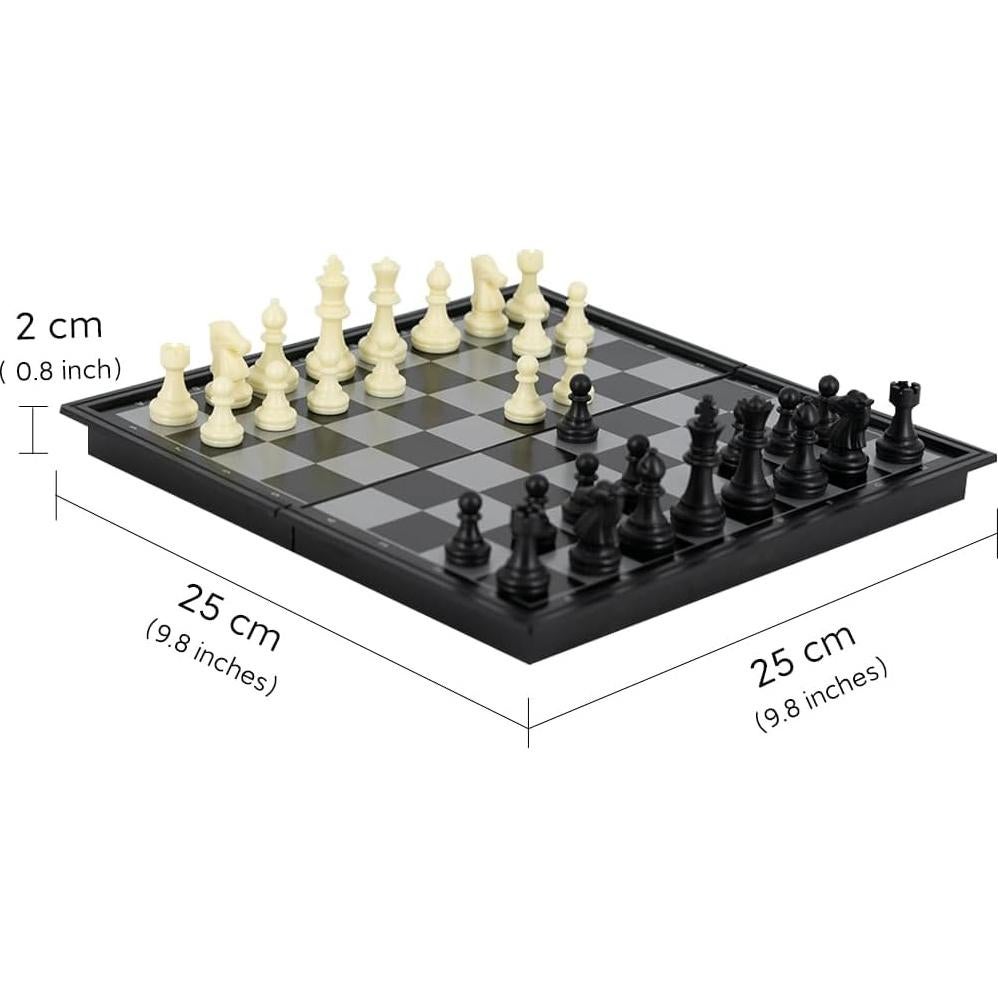 Juego de Ajedrez Magnético 3 en 1 WEofferwhatYOUwant - Set de Viaje 25.4 cm