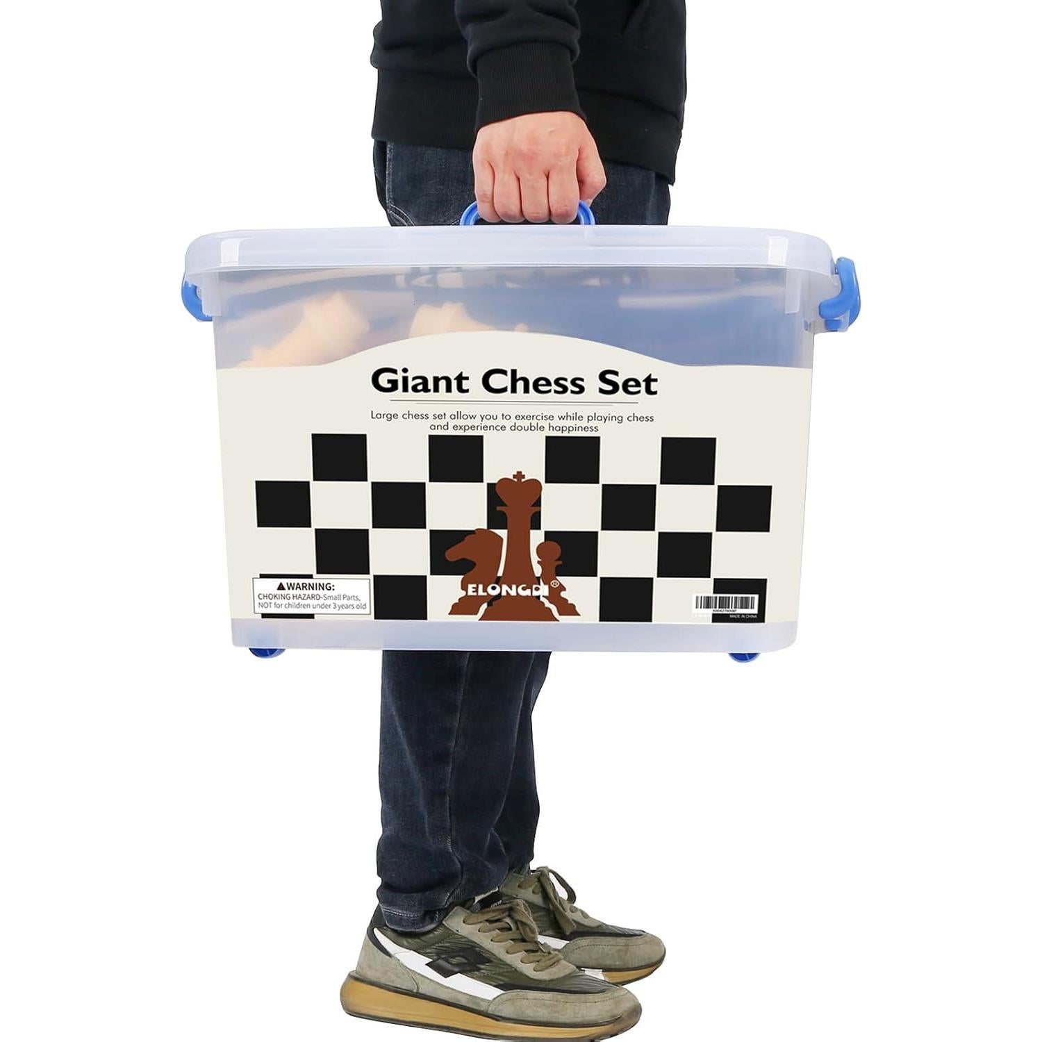 Juego de Ajedrez Gigante ELONGDI 32 Piezas Exterior 180x160cm