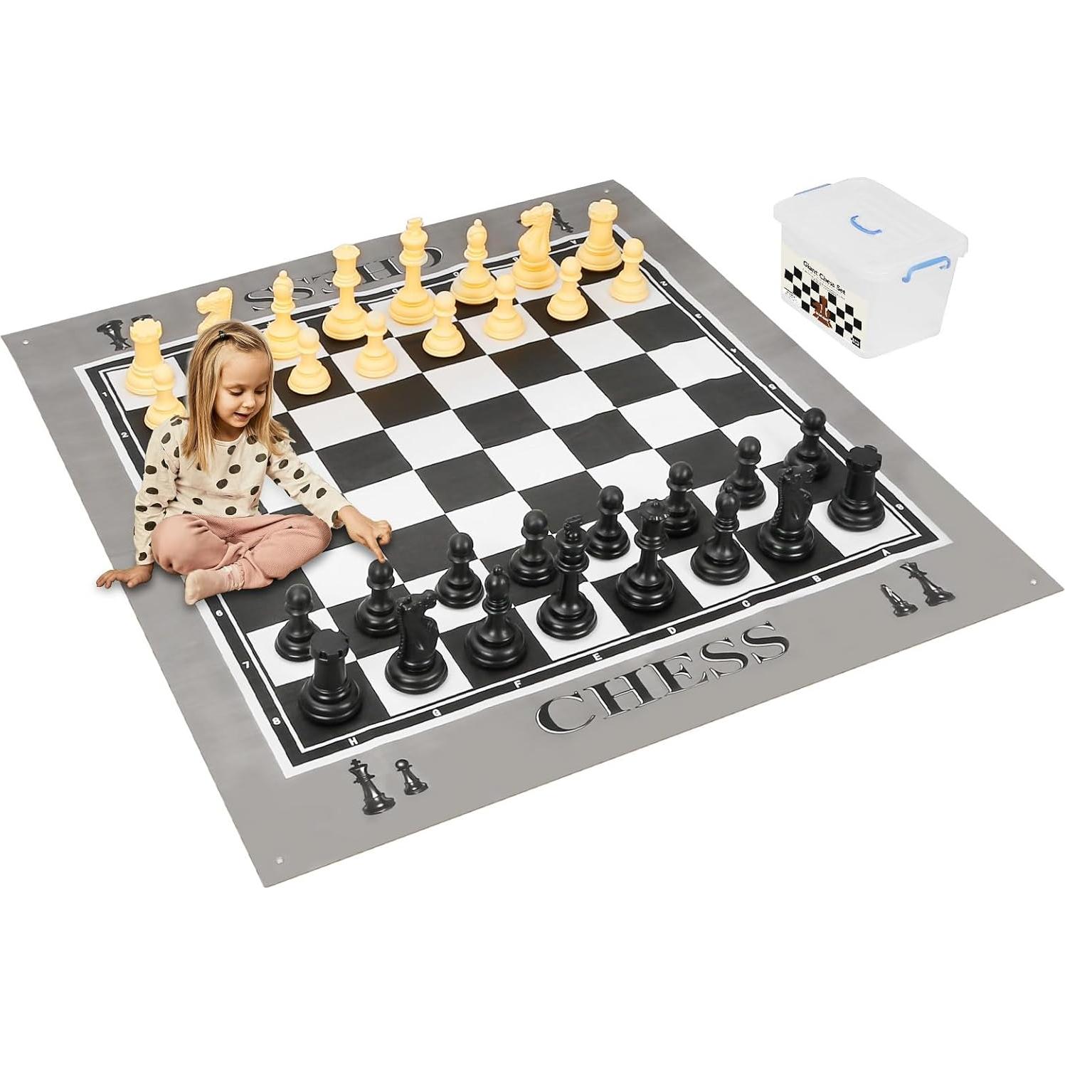 Juego de Ajedrez Gigante ELONGDI 32 Piezas Exterior 180x160cm