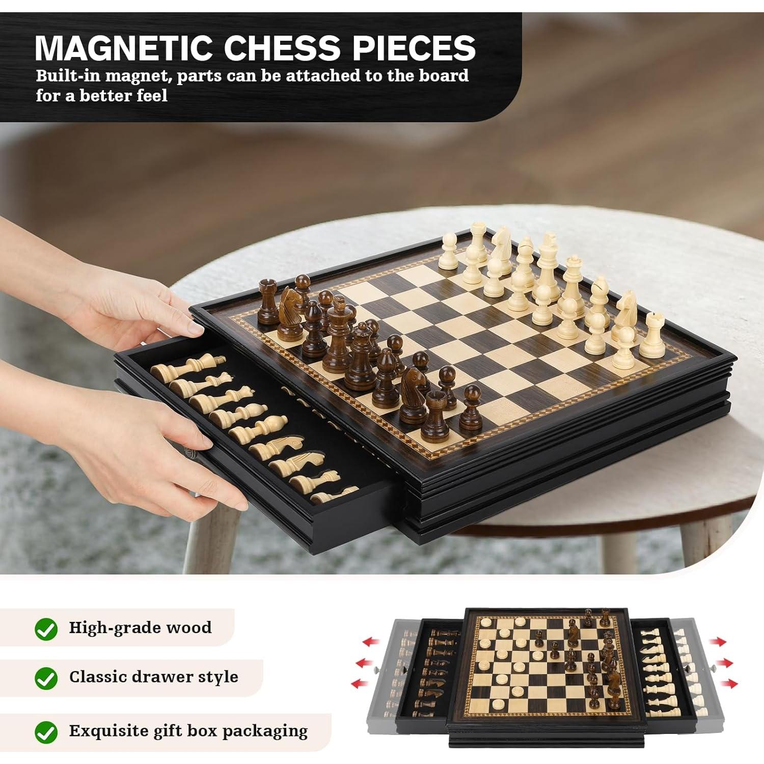 Juego de Ajedrez y Damas Magnético Peradix 32.5 cm 2 en 1