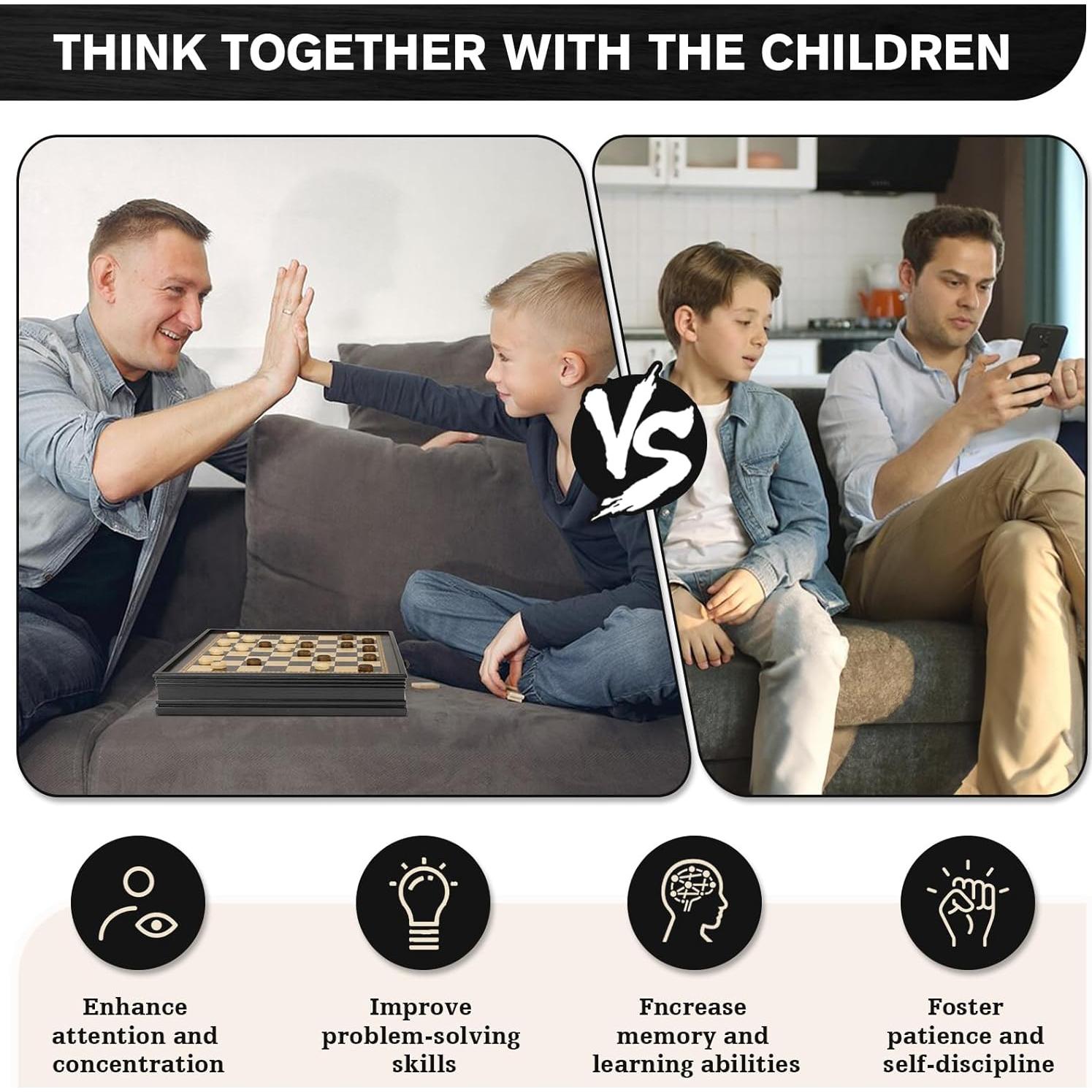 Juego de Ajedrez y Damas Magnético Peradix 32.5 cm 2 en 1