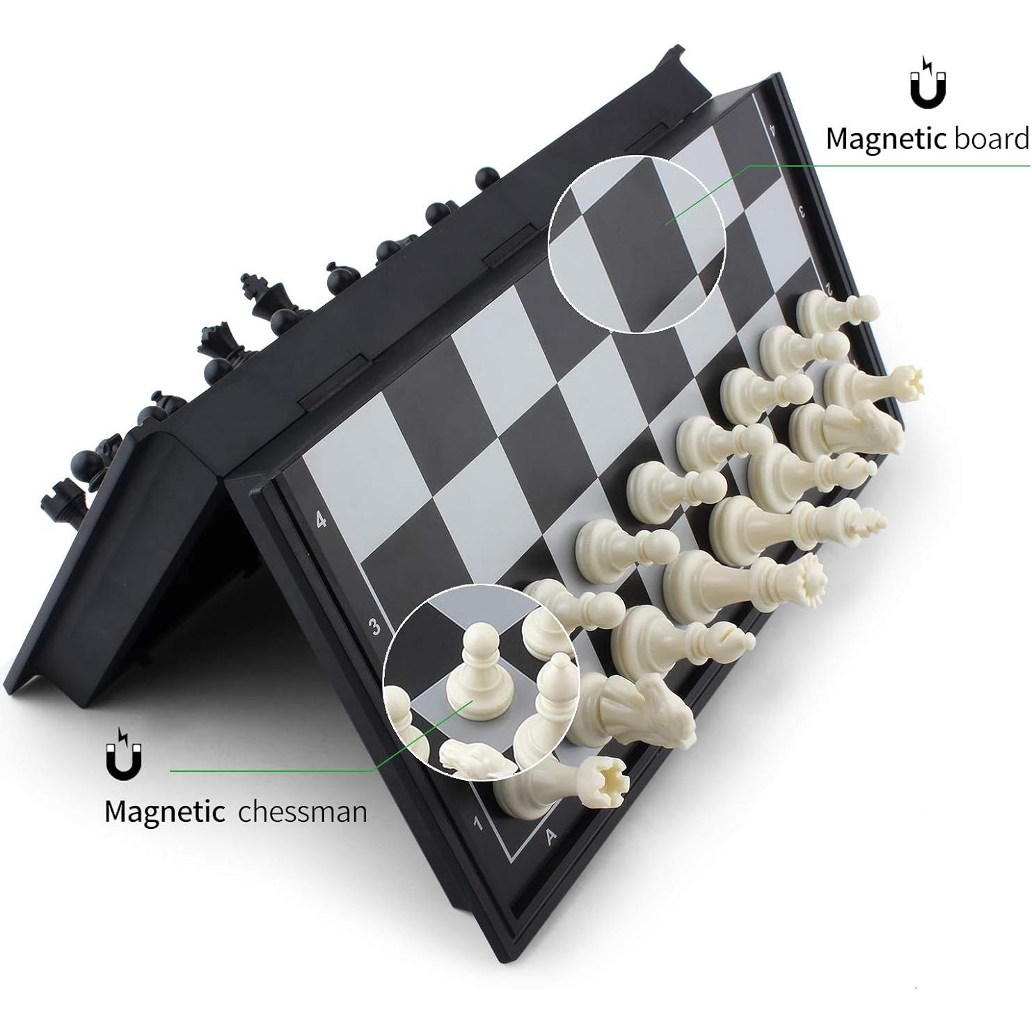 Juego de Ajedrez Magnético de Viaje DINOBROS Plegable 25cm