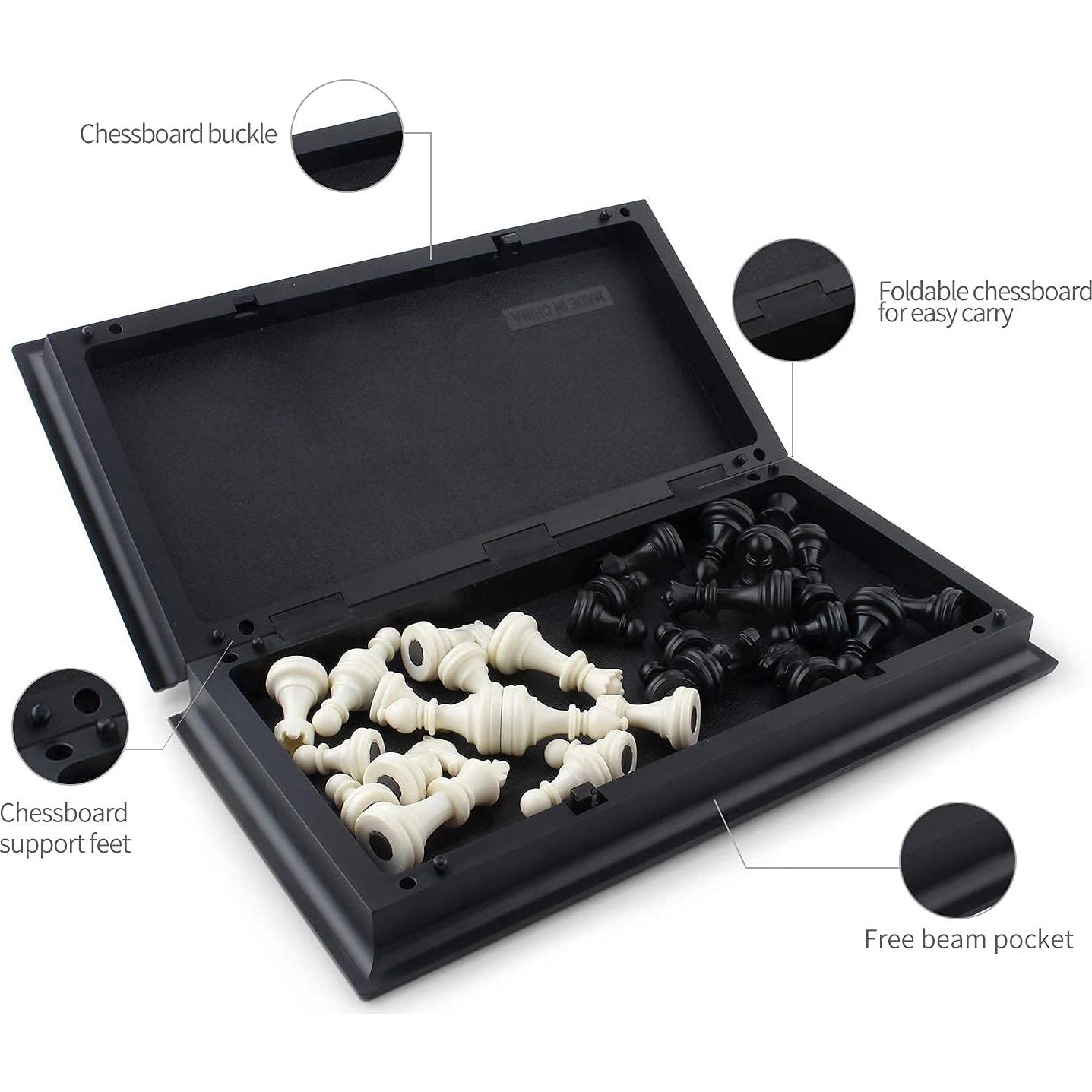 Juego de Ajedrez Magnético de Viaje DINOBROS Plegable 25cm