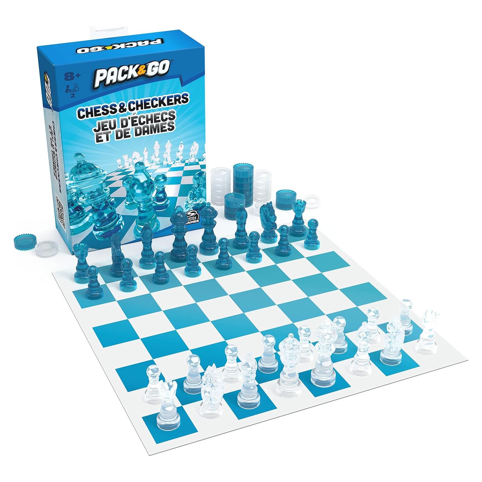 Juego de Ajedrez y Damas Pack & Go Spin Master 11.4x17.5cm