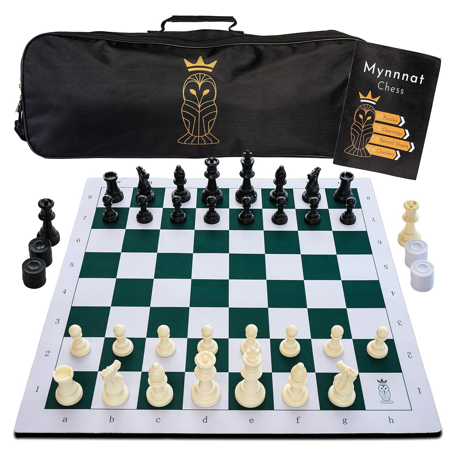 Juego de Ajedrez Profesional Mynnnat - Tablero enrollable y piezas