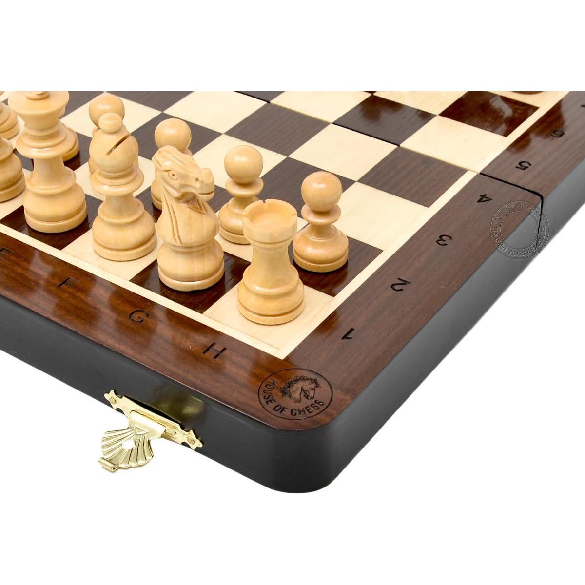 Juego de Ajedrez de Viaje Plegable Magnético de Madera 25.4 cm