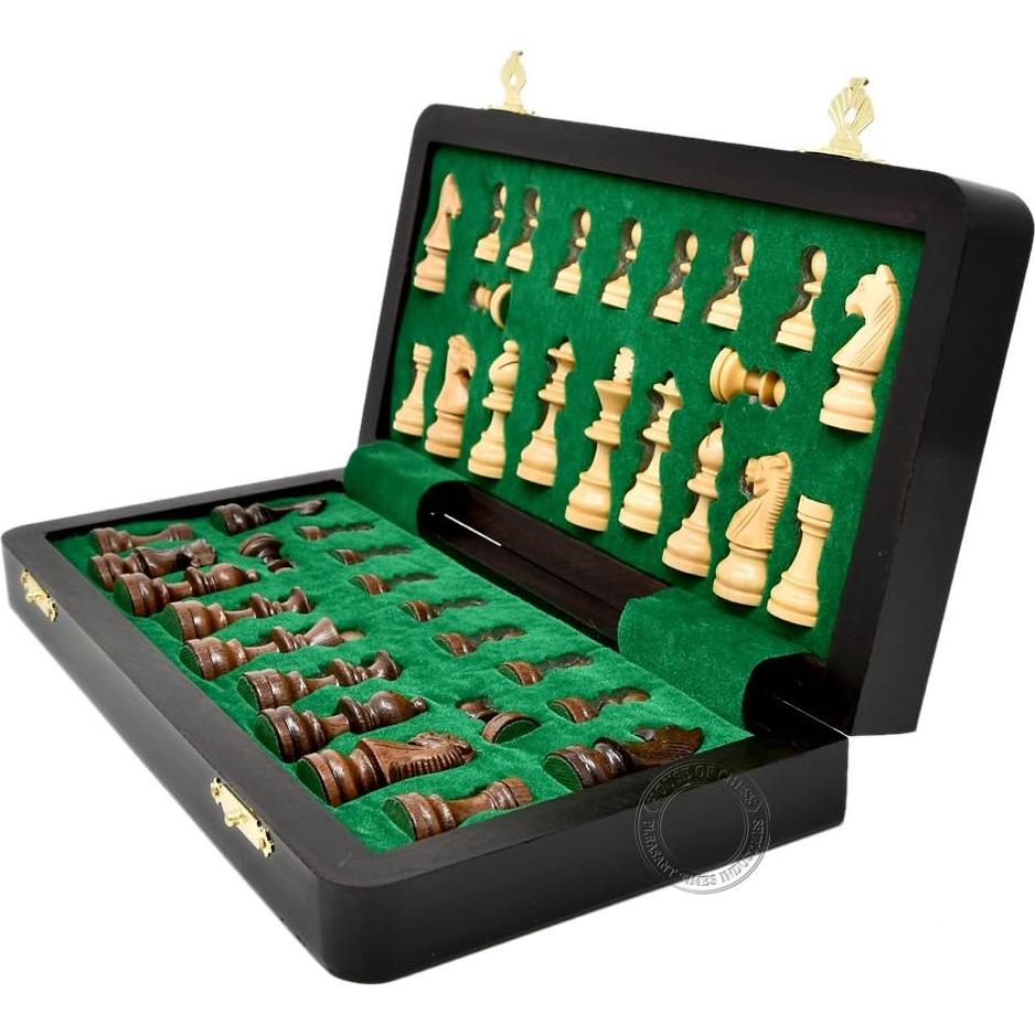 Juego de Ajedrez de Viaje Plegable Magnético de Madera 25.4 cm